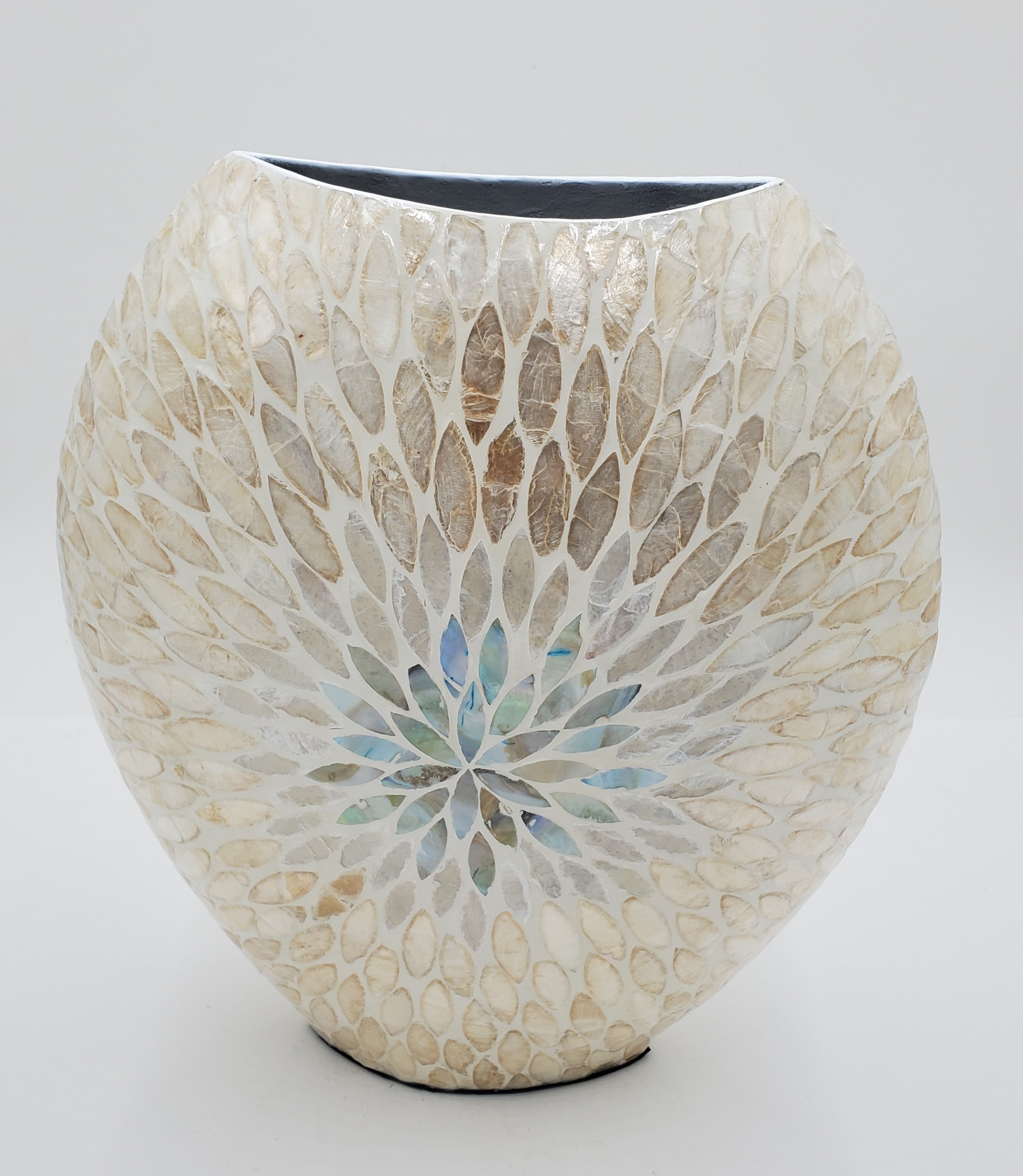 14x15 Beige and Gold Decorative Vase - Elegant Home Decor for Living Room, Dining Table, or Wedding Centerpiece
