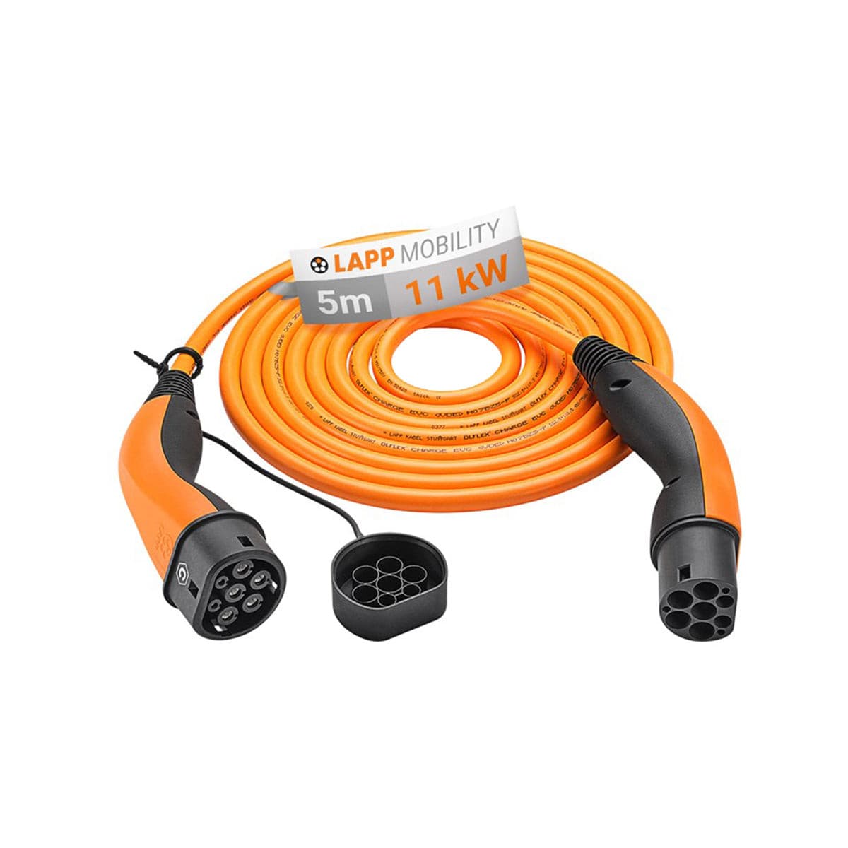 LAPP EV Helix Type 2 Charging Cable (11kW 3 Phase 20A 5m) - Compatible with Hybrid & Electric Vehicles - Orange - Perfect for Home & Public Charging Stations
