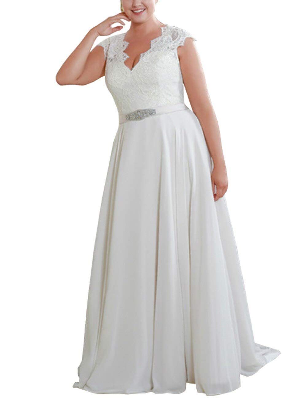Mulanbridal Vintage Boho Lace Beach Wedding Dress for Bride - Plus Size Zipper Back A-Line Gown with Real Pictures | Perfect for Beach, Destination, and Boho Chic Weddings