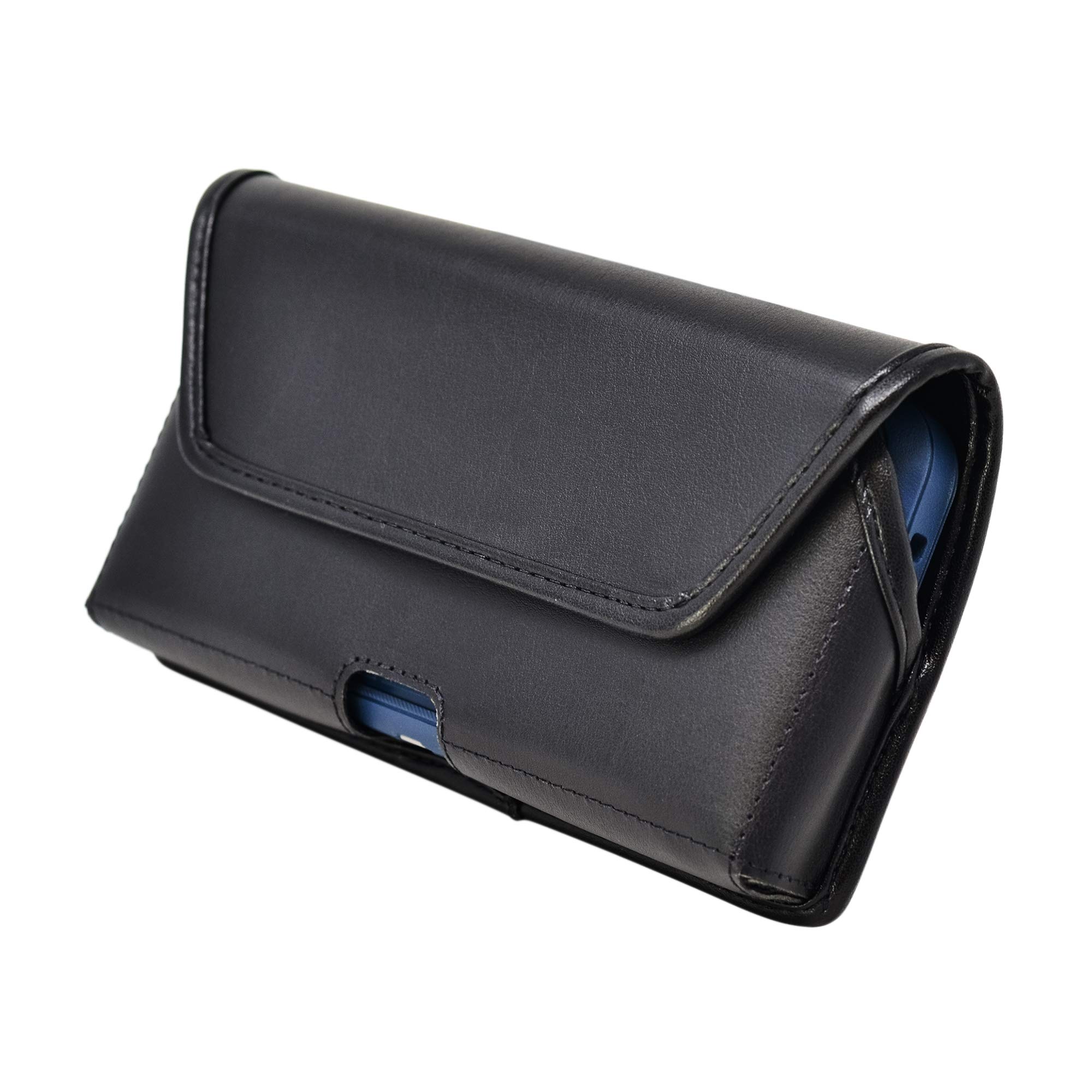 Premium Black Leather Holster with Heavy Duty Rotating Belt Clip for Samsung Galaxy S24/S23/S22/S21/S20 - Compatible with OB Defender & Bulky Cases | Perfect for Outdoor Work, Construction, Hiking & Active Lifestyles
