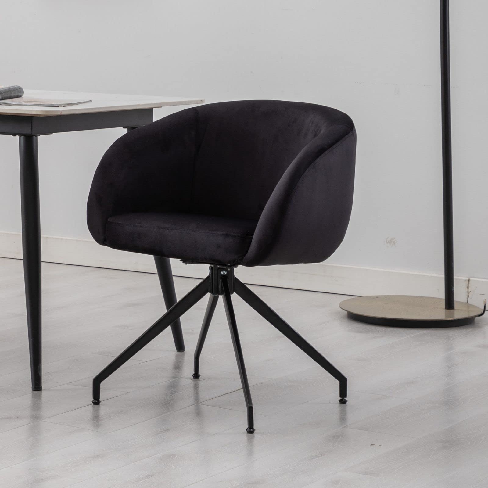 LukeAlon Modern Velvet Swivel Black Boucle Chair - 20