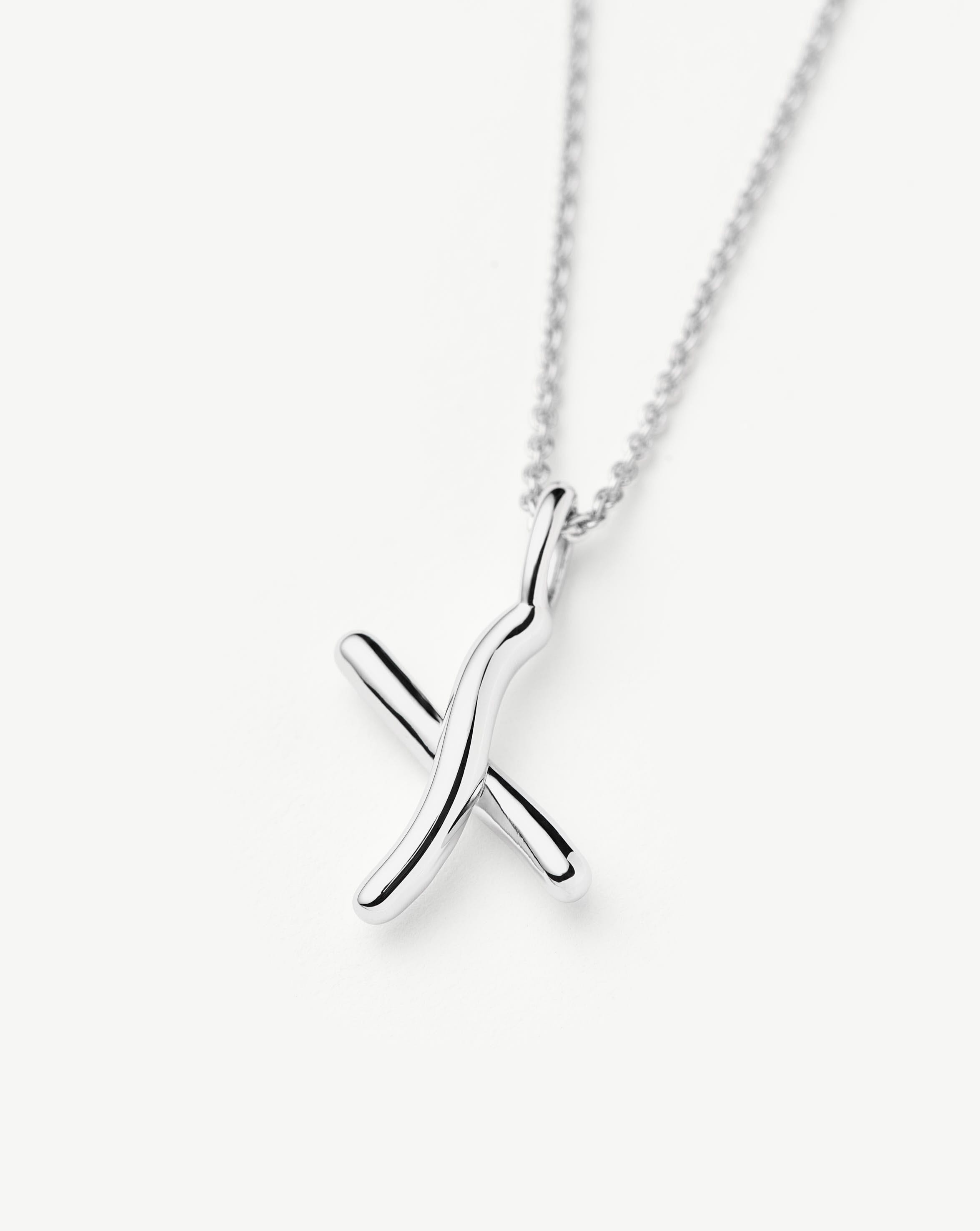 Curly Molten Mini Initial Necklace | Personalized Sterling Silver Jewelry | Perfect Gift for Women, Birthday, Anniversary & Everyday Wear