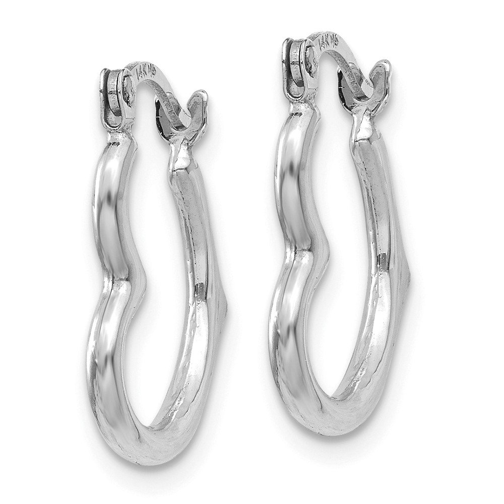 14K White Gold Heart Shaped Hoop Earrings - 15mm x 13mm | Dainty Valentine's Day Gift for Her | Perfect for Anniversaries, Date Nights & Special Occasions