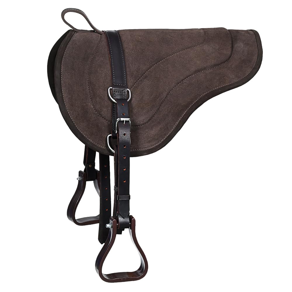 HILASON Natural Horsemanship Leather Bareback Western Treeless Saddle Pad for Horses - Comfortable Western Riding Pad, Bareback Training Pad for Equestrian & Trail Riding - Perfect for Dressage, Jumping & Ranch Work