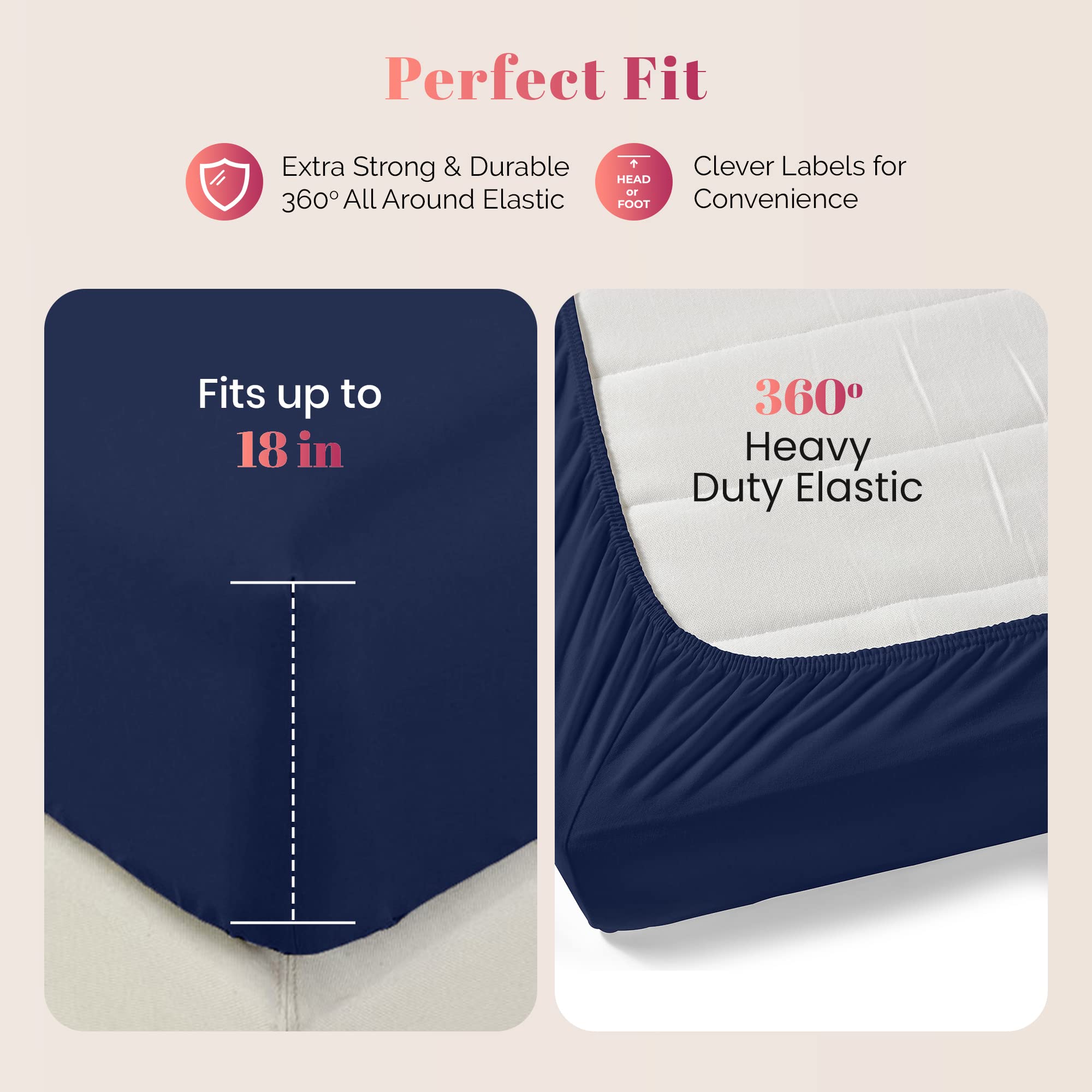 Premium 100% Egyptian Cotton California King Sheet Set - 1000 Thread Count, 4-Piece Cooling Sateen Bedding in Navy Blue | Luxury Soft & Breathable Sheets for Hot Sleepers, Master Bedroom Upgrade