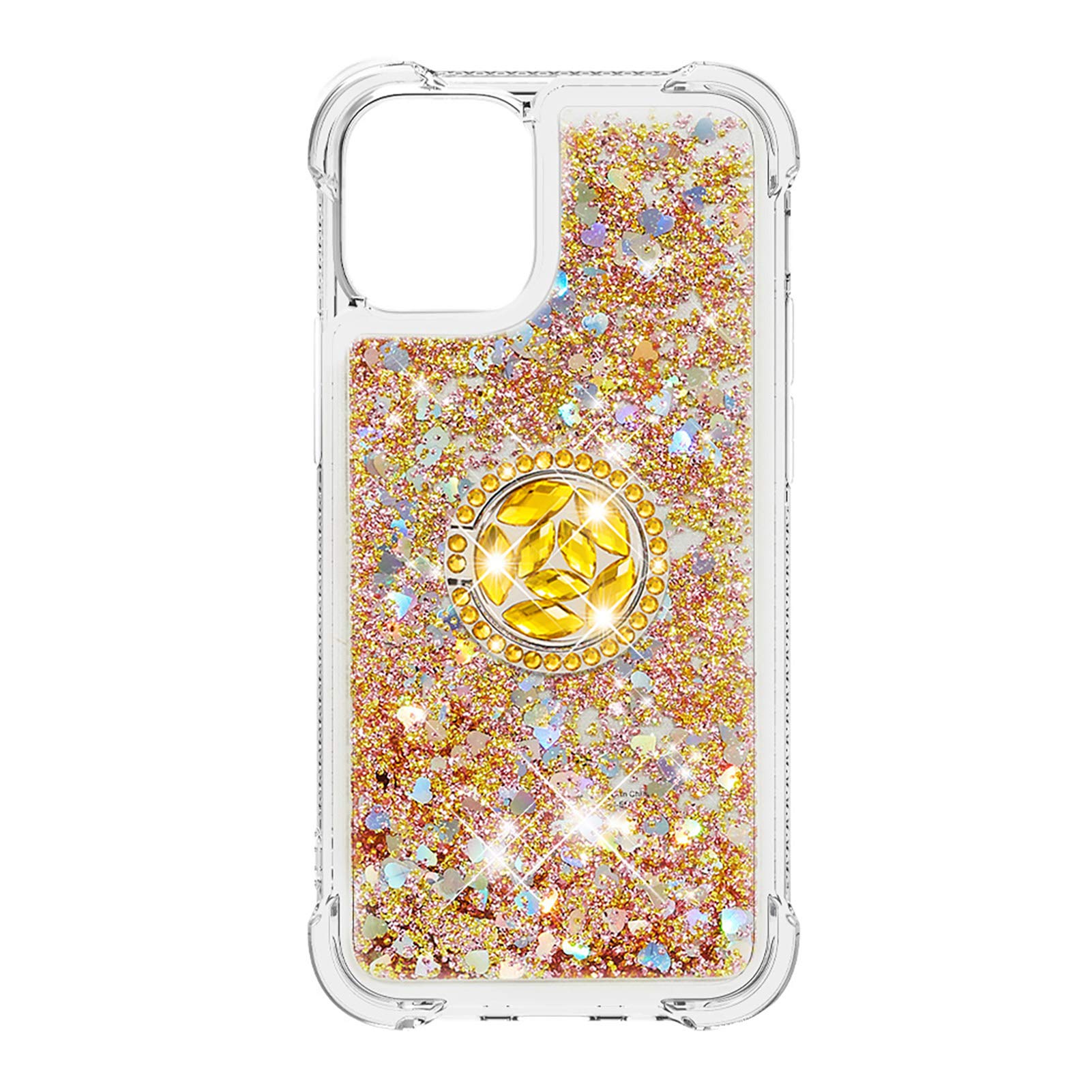 CCSmall Clear Quicksand Glitter Liquid Floating TPU Case for iPhone 12 Pro Max - Sparkling Diamond Design with Stand Feature (LSZ Gold) | Perfect for Daily Use, Parties & Gift Giving
