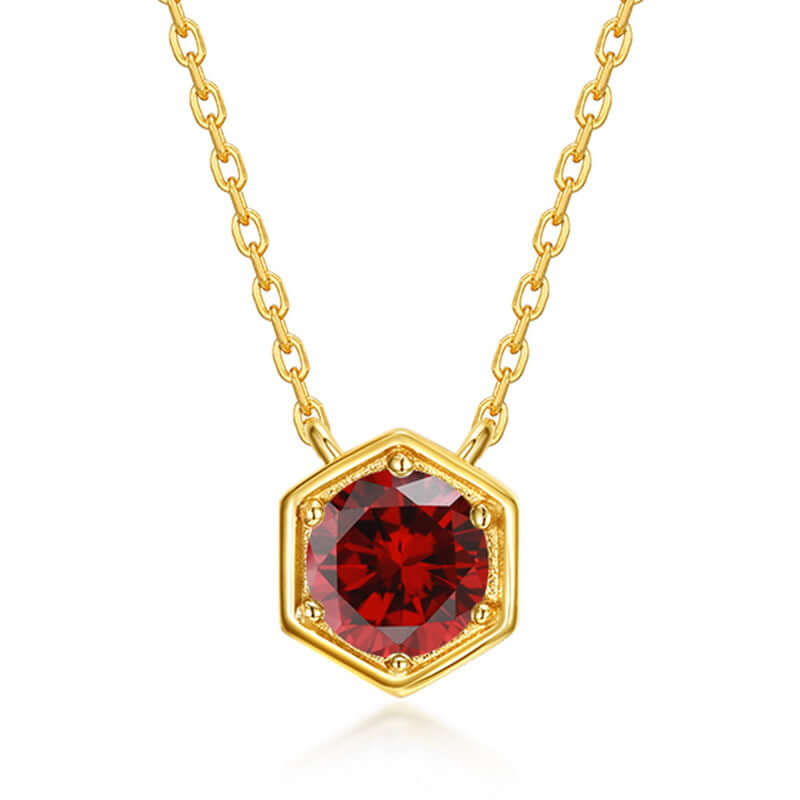 Hexagon Bezel Birthstone Necklace - Personalized Gemstone Jewelry for Women | NL812 | Perfect Gift for Birthday, Anniversary & Mother's Day
