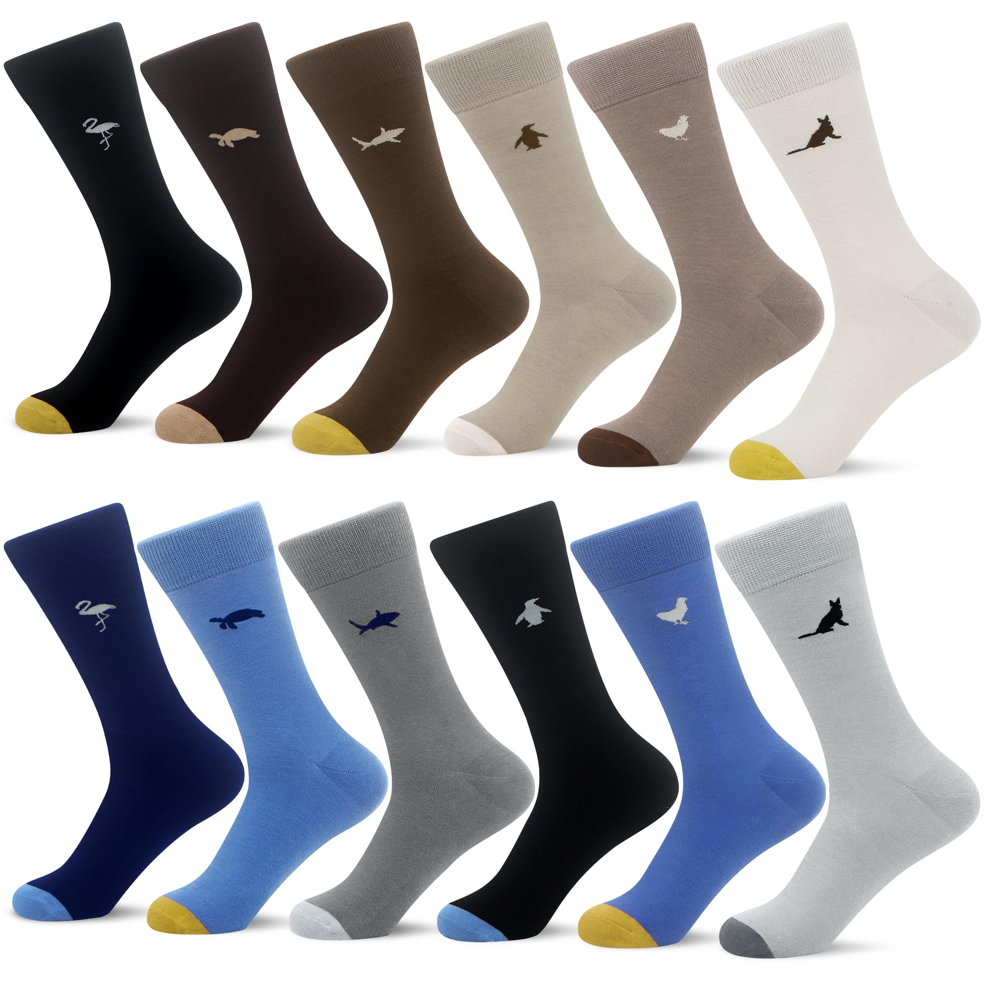 WeciBor Men's Patterned Dress Casual Socks - 12 Pairs Colorful Fashion Crew Socks for Work, Party & Everyday Wear
