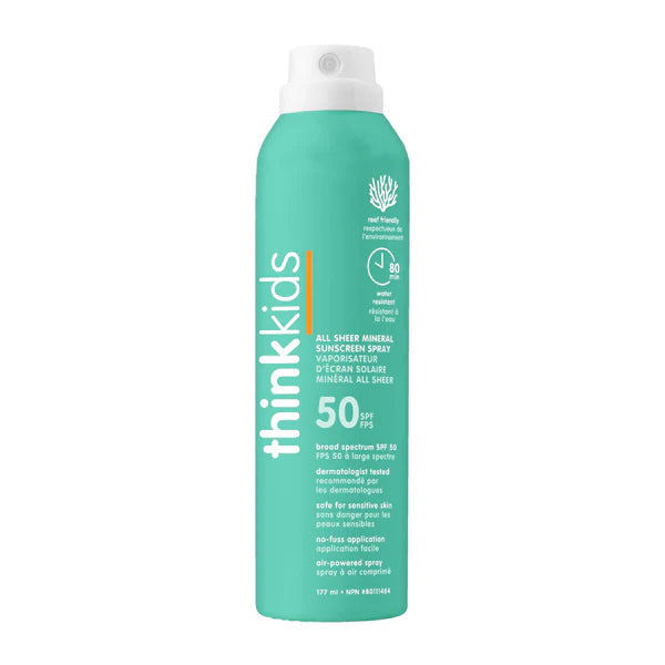 Thinksport Kids SPF 50 Mineral Sunscreen Spray - 6oz (177ml) | Non-Toxic, Reef-Safe & Water-Resistant Sun Protection for Children | Perfect for Beach, Pool & Outdoor Activities