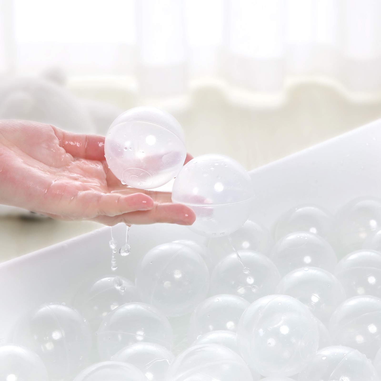 PlayMaty 2.36 Inch Non-Toxic Plastic Ball Pit Balls - 70 Pack Phthalate & BPA Free, Ocean Themed Transparent Play Balls for Kids, Toddlers & Babies | Perfect for Playhouses, Tents, Playpens, Pool Parties & Sensory Play