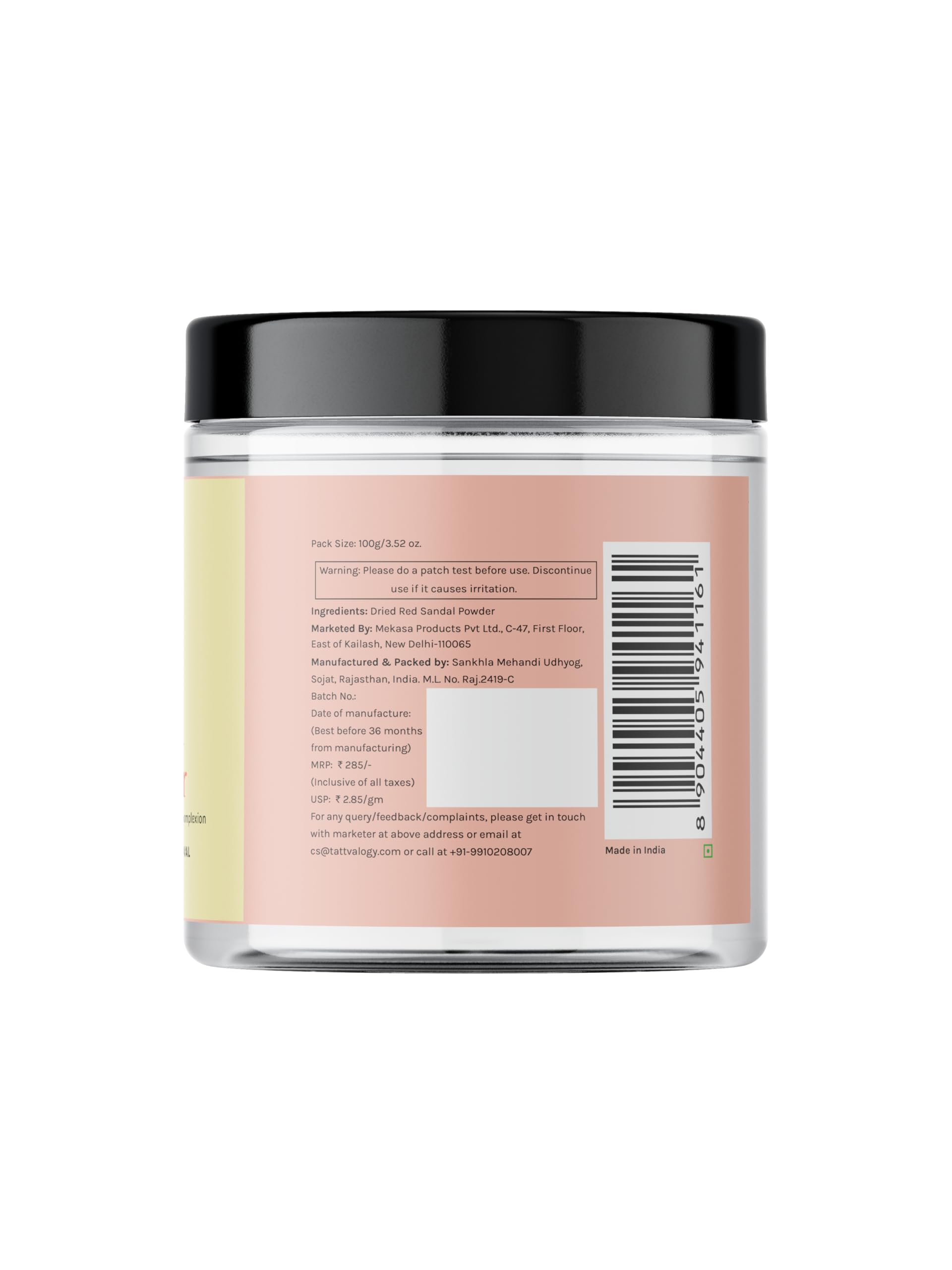 Tattvalogy Red Sandalwood Powder | 100% Pure Natural Lal Chandan for Skin Care | Reduces Blemishes, Acne & Brightens Dull Skin | Chemical-Free Face Pack for Detan & Glow | Glass Bottle 100g | Perfect for Puja Rituals & DIY Beauty Treatments
