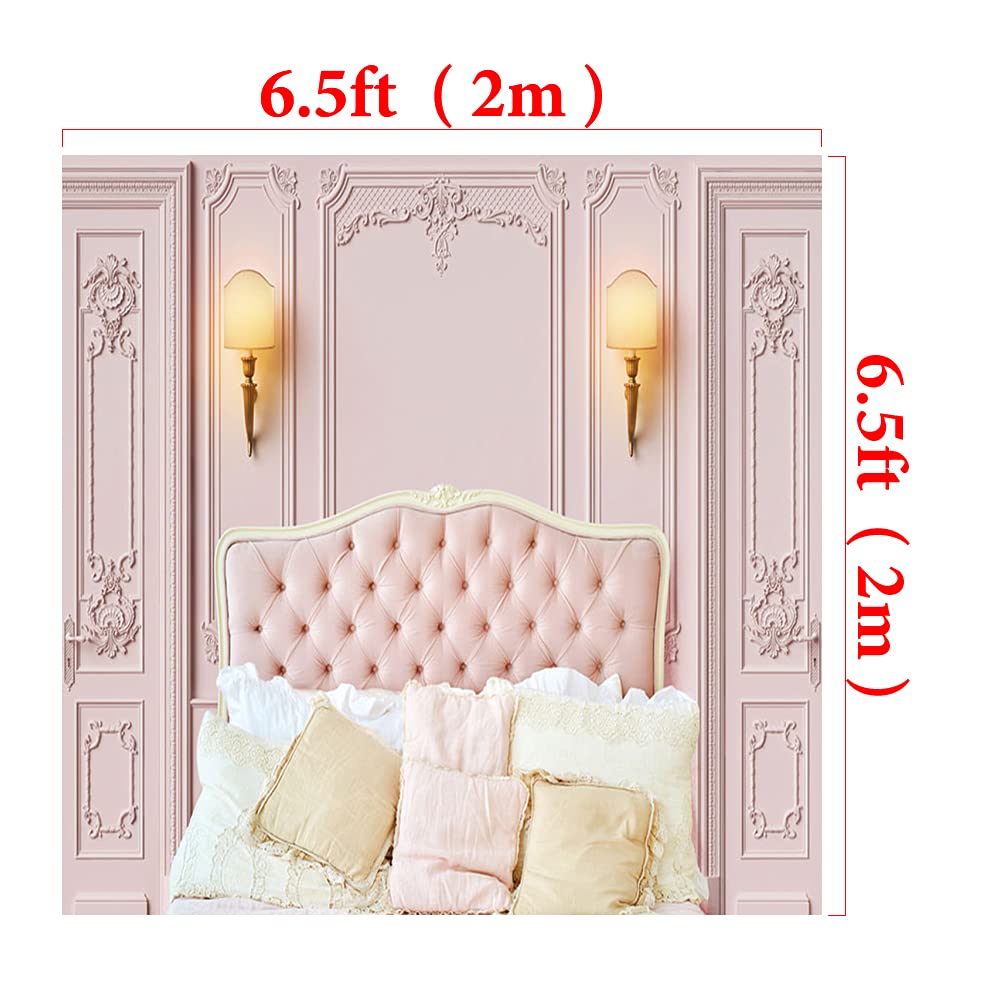 6.5×6.5ft Pink Headboard Photo Backdrop - Premium Studio Background for Bedroom Photography, Newborn Shoots & Portrait Sessions | Durable Fabric for Professional Photographers