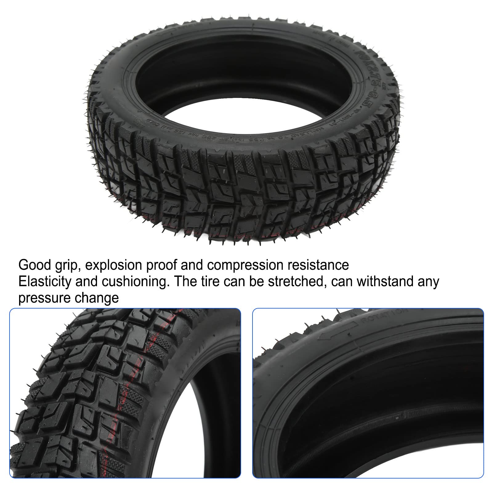 10x2.75-6.5 Tubeless Tire for Electric Scooter - 10 Inch Shock Absorbing Rubber Tire with Anti-Slip Tread - Perfect for Commuting, Off-Road & Urban Riding