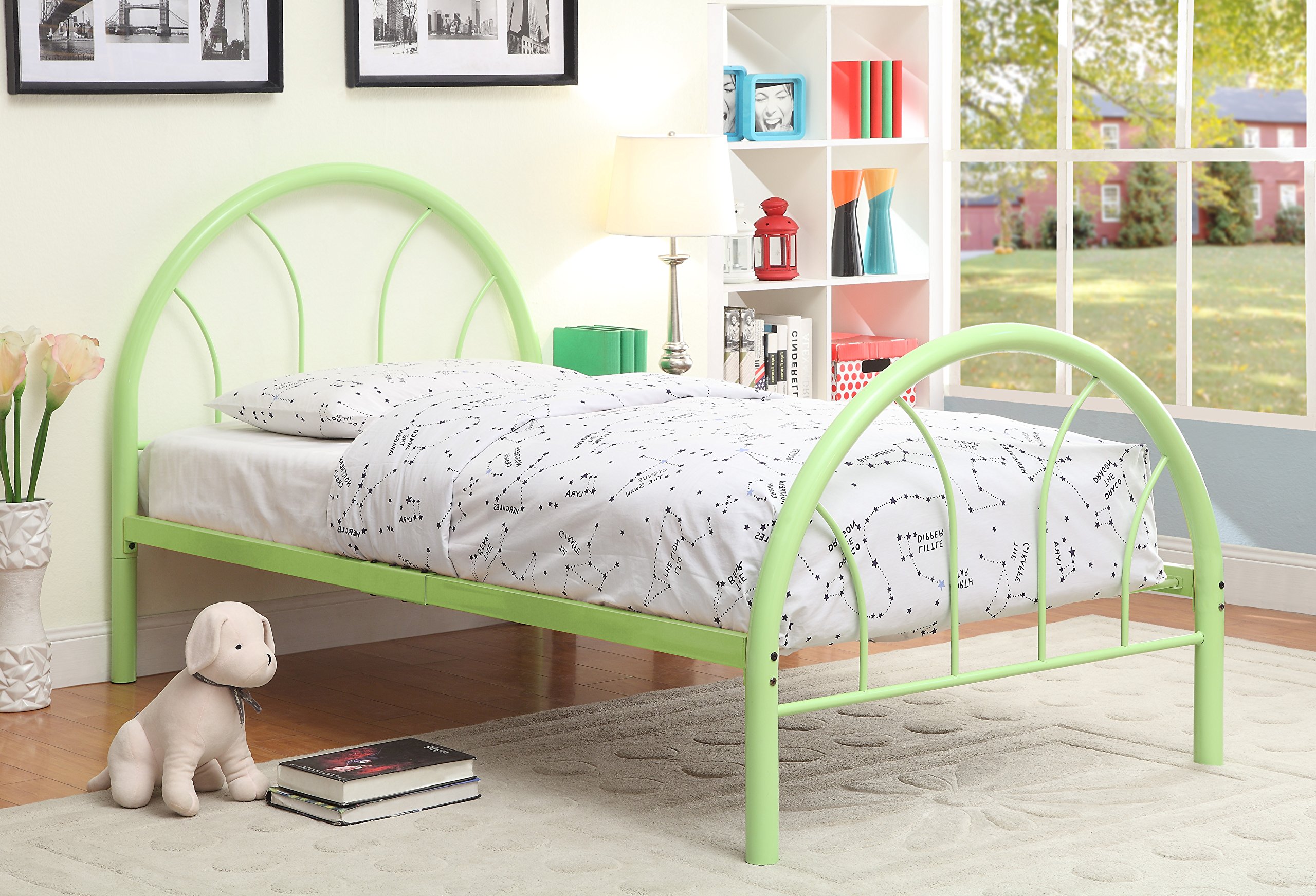 Furniture of America Andy Metal Youth Bed - Full Size, Apple Green, Durable Steel Frame for Kids & Teens - Perfect for Bedrooms, Dorms & Guest Rooms