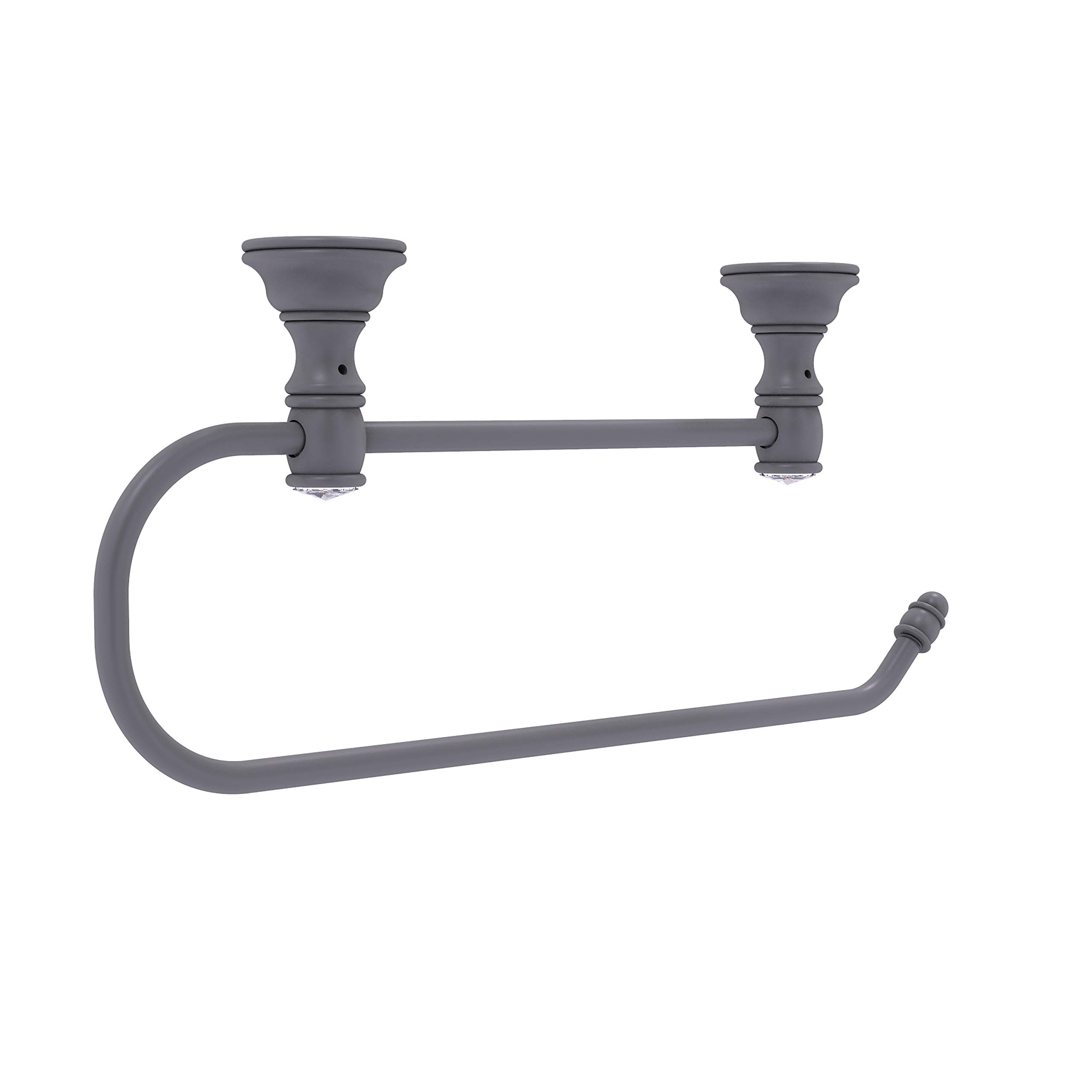 Allied Brass Carolina Crystal Collection Matte Gray Under Cabinet Paper Towel Holder - Space-Saving Kitchen Organizer for Countertops & Small Spaces
