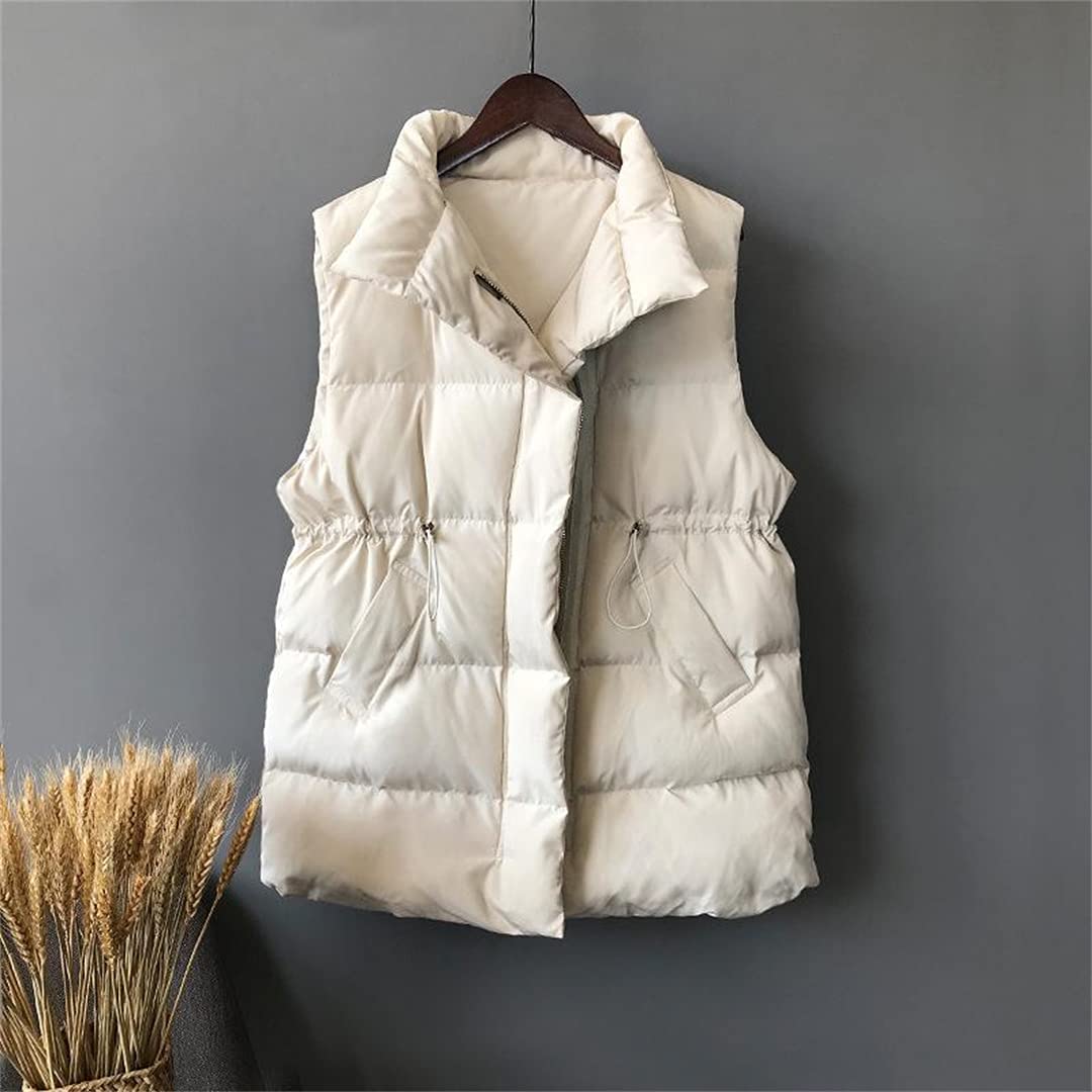 Women's Lightweight Stand Collar Zip Padded Vest - Winter Warm Quilted Waistcoat with Long Design | Perfect for Outdoor Activities, Layering Under Jackets & Korean Fashion Style