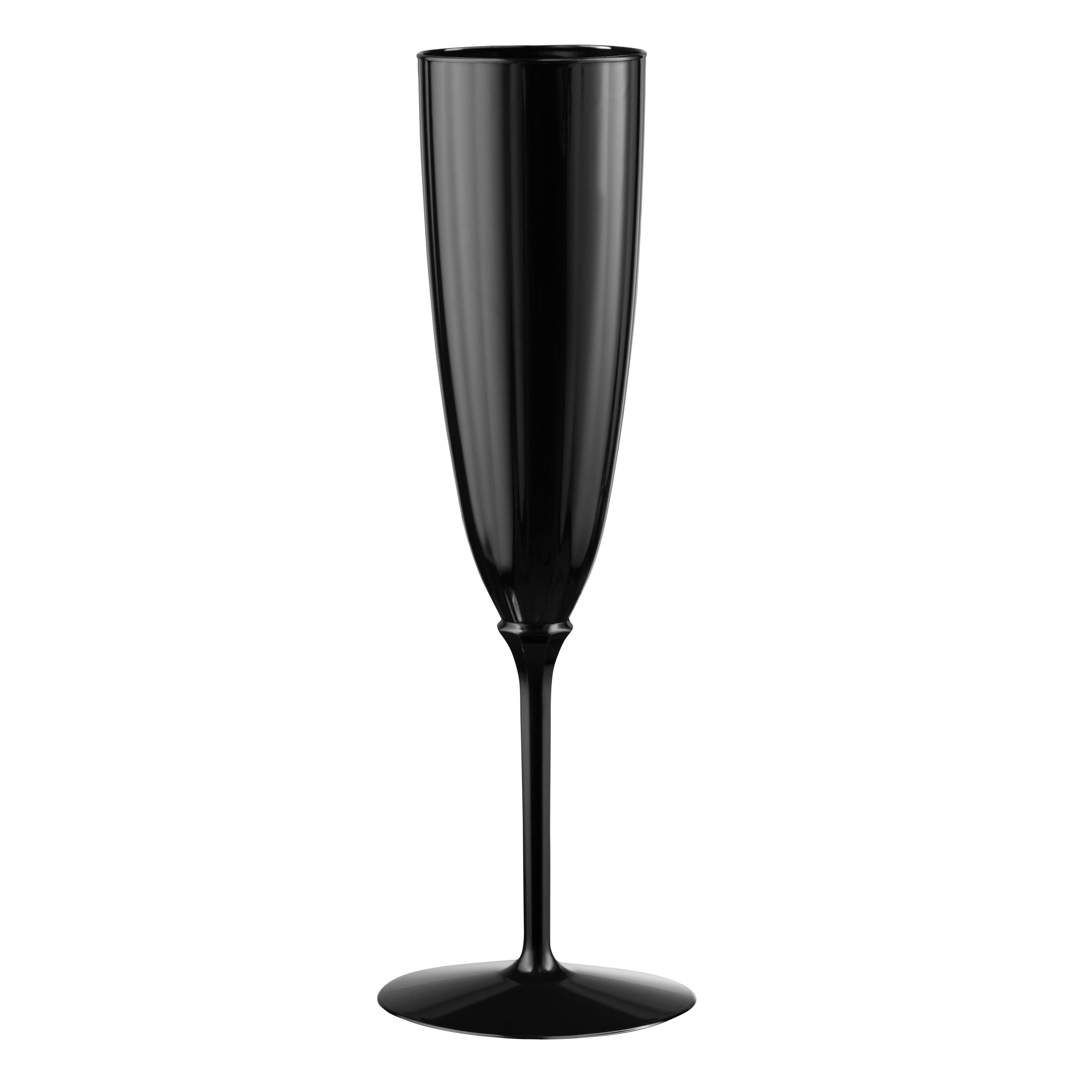 8 Pack 6 Oz Black Plastic Champagne Flutes - Disposable Elegant Party Cups for Weddings, Events & Celebrations