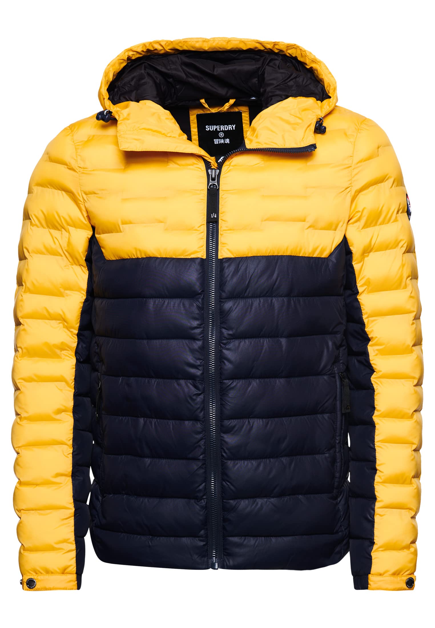 Superdry Men's Radar Quilt Mix Padded Jacket - Slim Fit Winter Coat with Bungee Cord Hood | Water-Resistant Lightweight Jacket for Outdoor Activities, Hiking & Urban Fashion