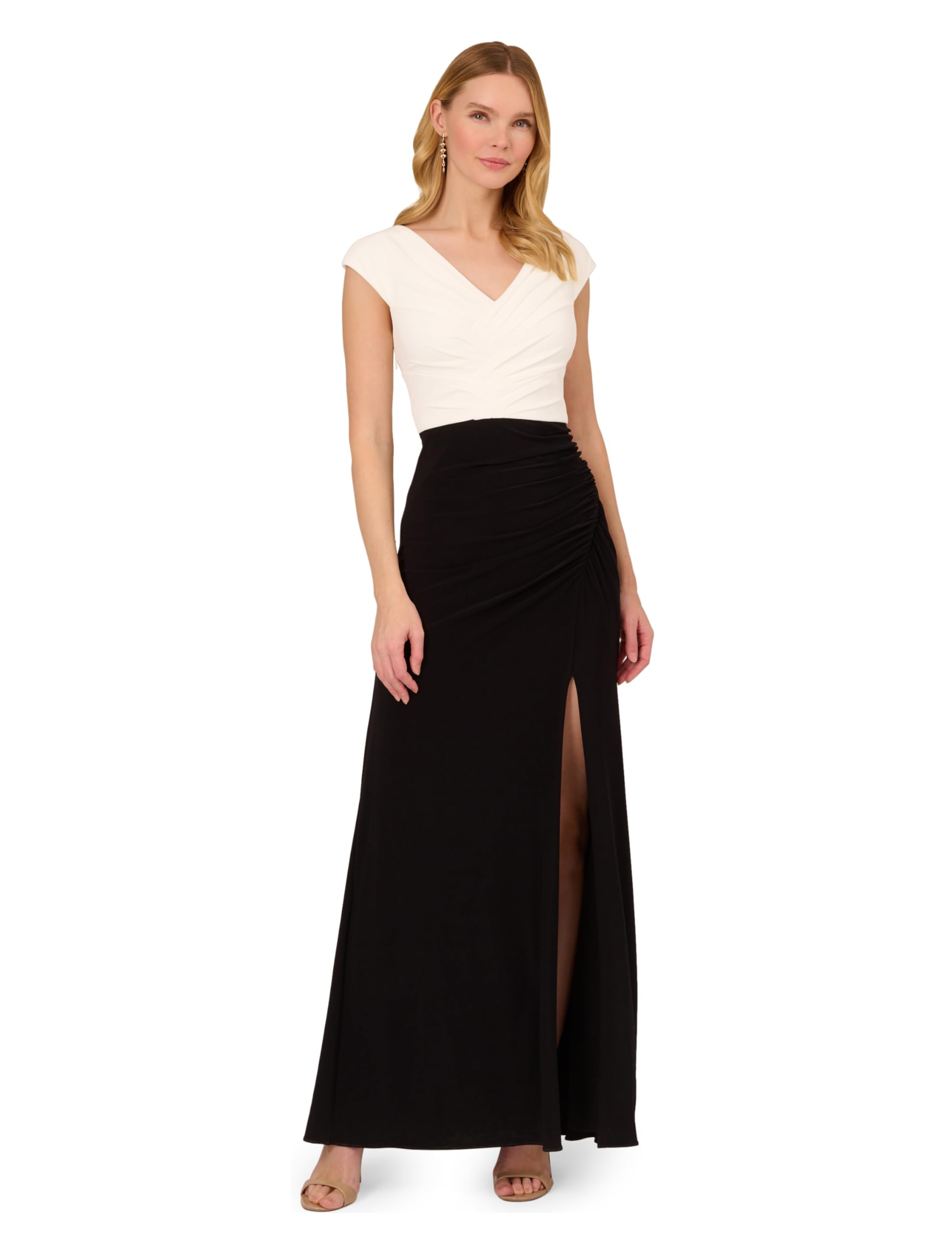 Adrianna Papell Women's Pleated Layered Gown - Elegant Formal Dress for Weddings, Prom & Evening Events