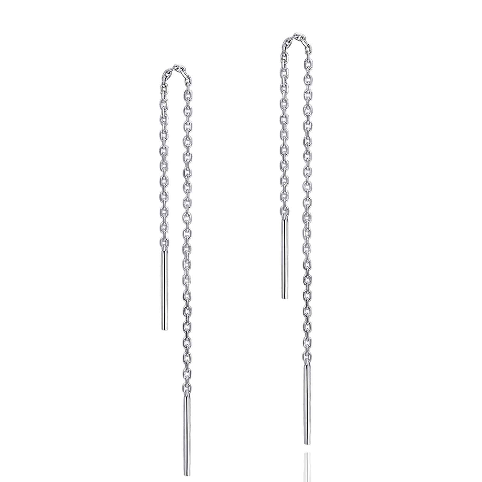 925 Sterling Silver Threader Earrings for Women - 18K Gold Plated Long Dangle Drop Earrings - Hypoallergenic Jewelry Gift for Teens & Girls - Perfect for Parties, Weddings & Everyday Wear