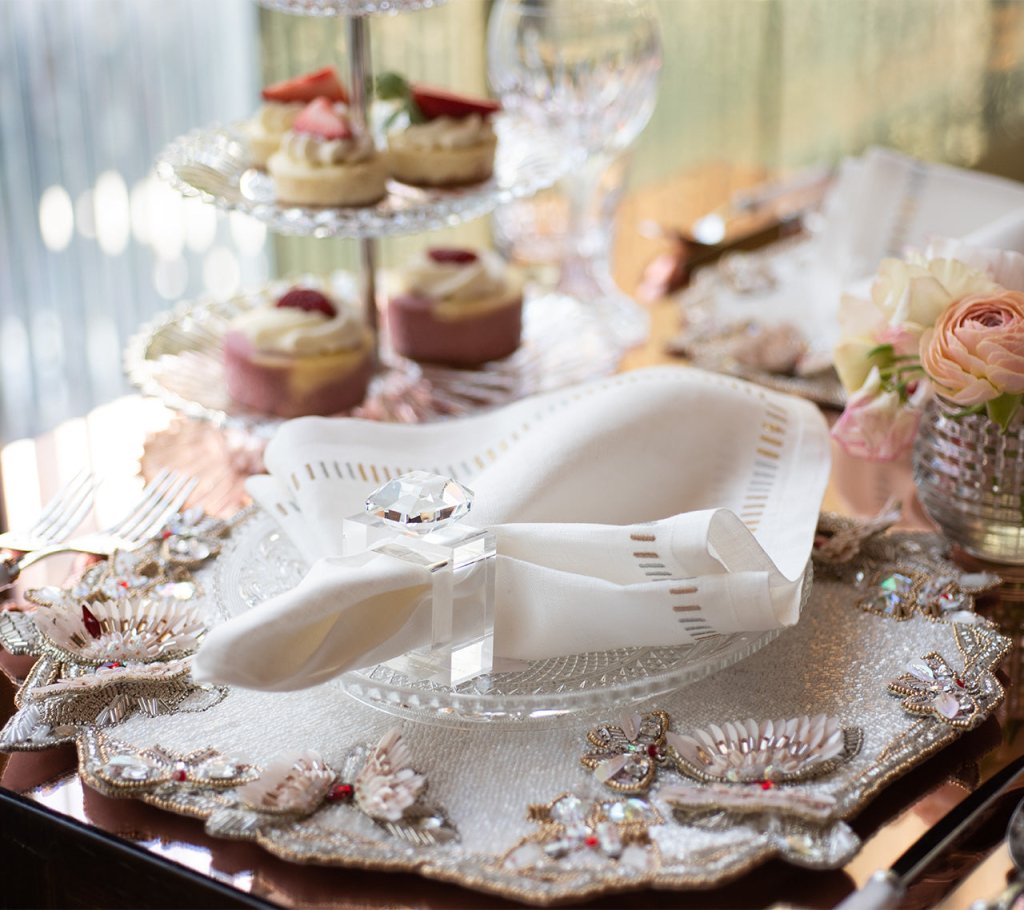 Elegant White & Blush Diamant Butterfly Placemats Set of 2 - Premium Gift Box Included - Perfect for Dining, Weddings & Home Decor