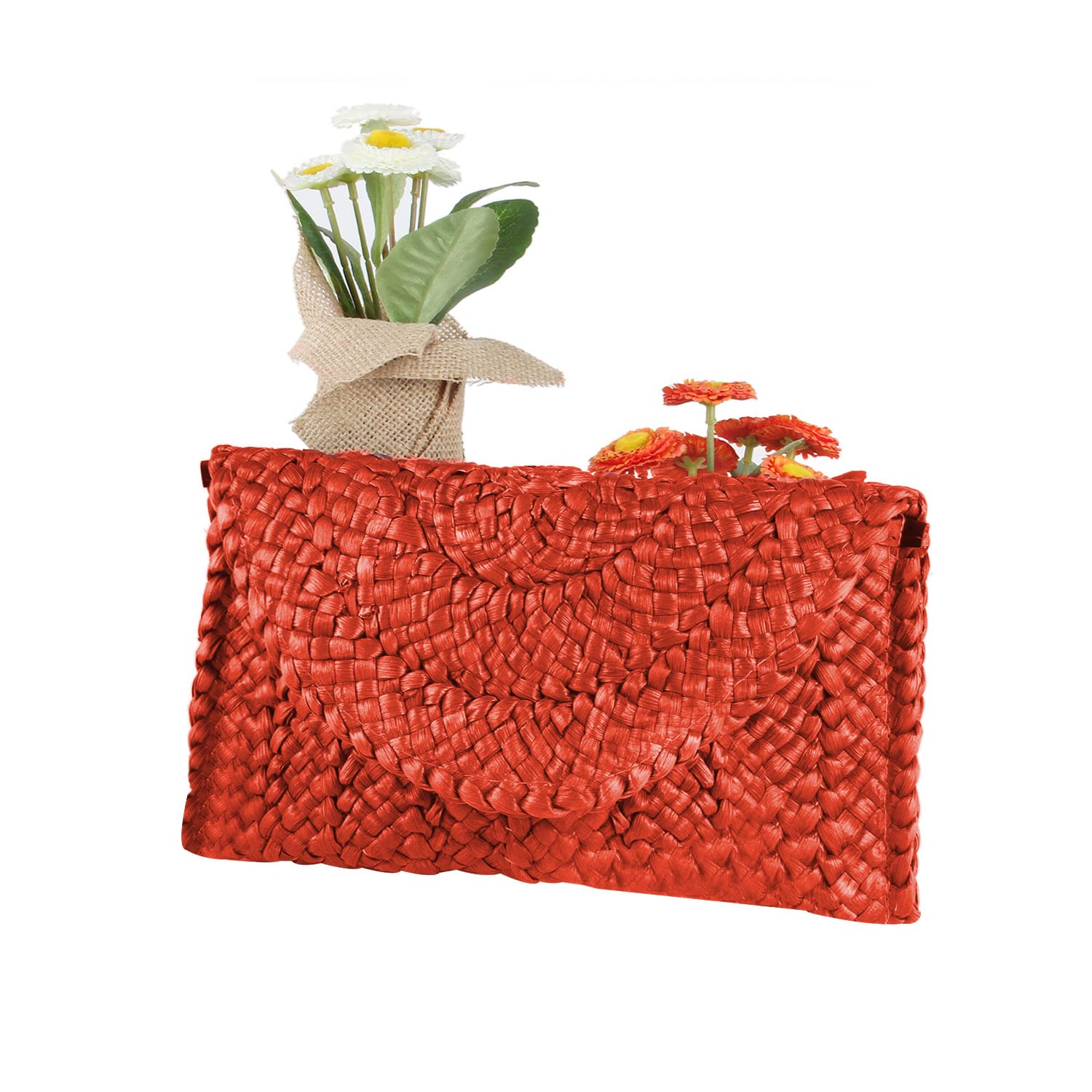 Women's Straw Clutch Purses - Woven Envelope Beach Handbags for Summer | Perfect for Vacation, Pool Parties & Outdoor Events