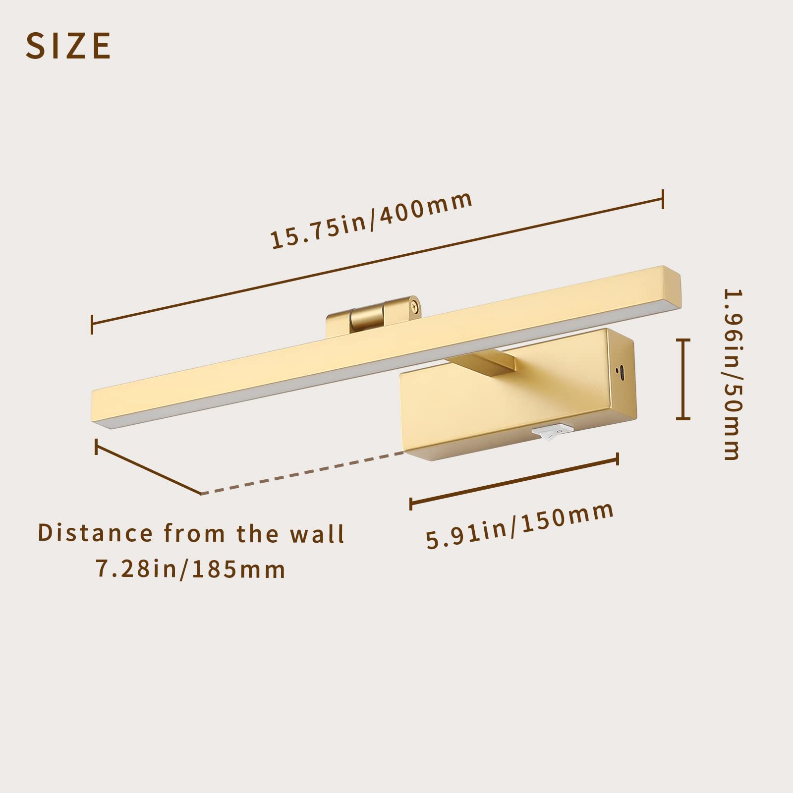 Joosenhouse Battery Operated Dimmable Picture Light with Remote - 15.75