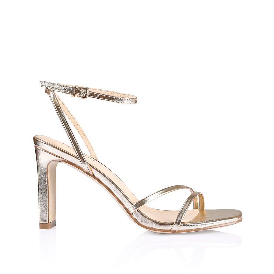 Kimmy Slim Strappy Heels - Elegant Champagne Smooth High Heels for Women | Perfect for Weddings, Parties & Evening Events