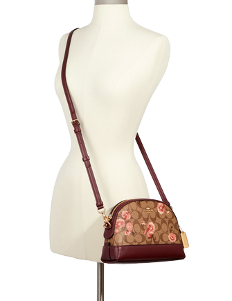 Coach Signature Canvas Dome Crossbody Bag with Prairie Daisy Cluster Print - Stylish and Compact Purse for Women, Perfect for Everyday Use, Travel, and Casual Outings