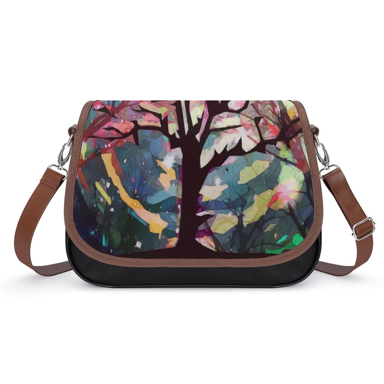 Stylish Women's Crossbody Bags - Genuine Leather Shoulder Bag with Abstract Tree Design for Everyday Use, Work & Travel