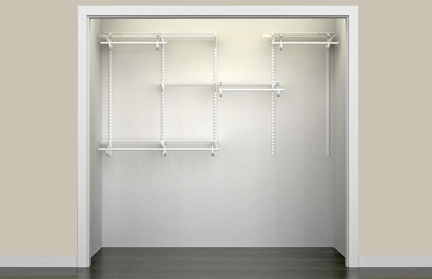 ClosetMaid Adjustable Wire Closet Organizer System 5-8 Feet with Shelves & Clothes Rods - Durable Steel Closet Storage Solution for Bedroom, Walk-in Closet & Home Organization (White)