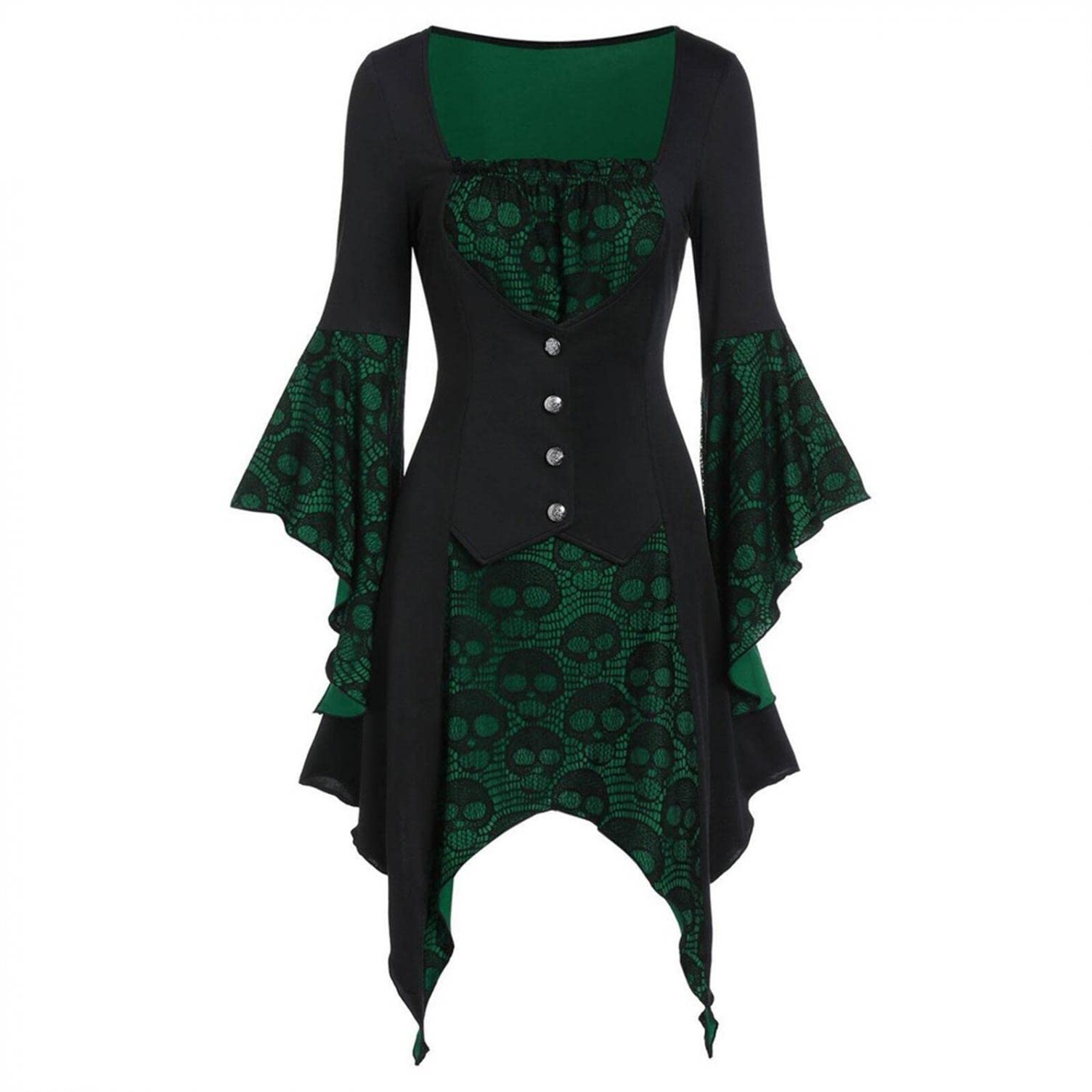 BEUU Gothic Hooded Dress for Women - Medieval Corset Renaissance Victorian Costume - Perfect for Halloween, Cosplay, LARP & Themed Parties