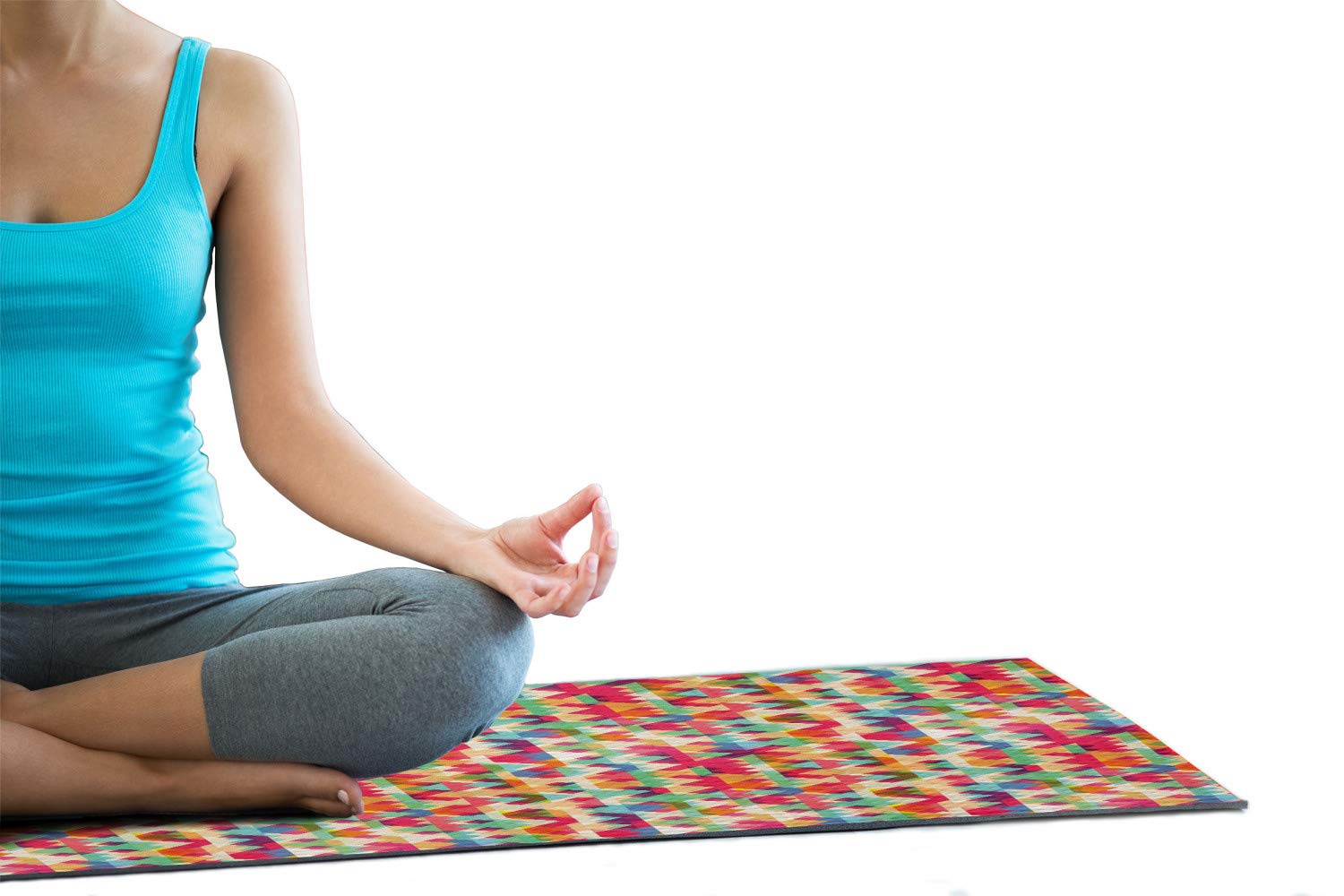 Ambesonne Non-Slip Yoga Mat Towel - Vibrant Geometric Triangle Design for Yoga & Pilates - 25