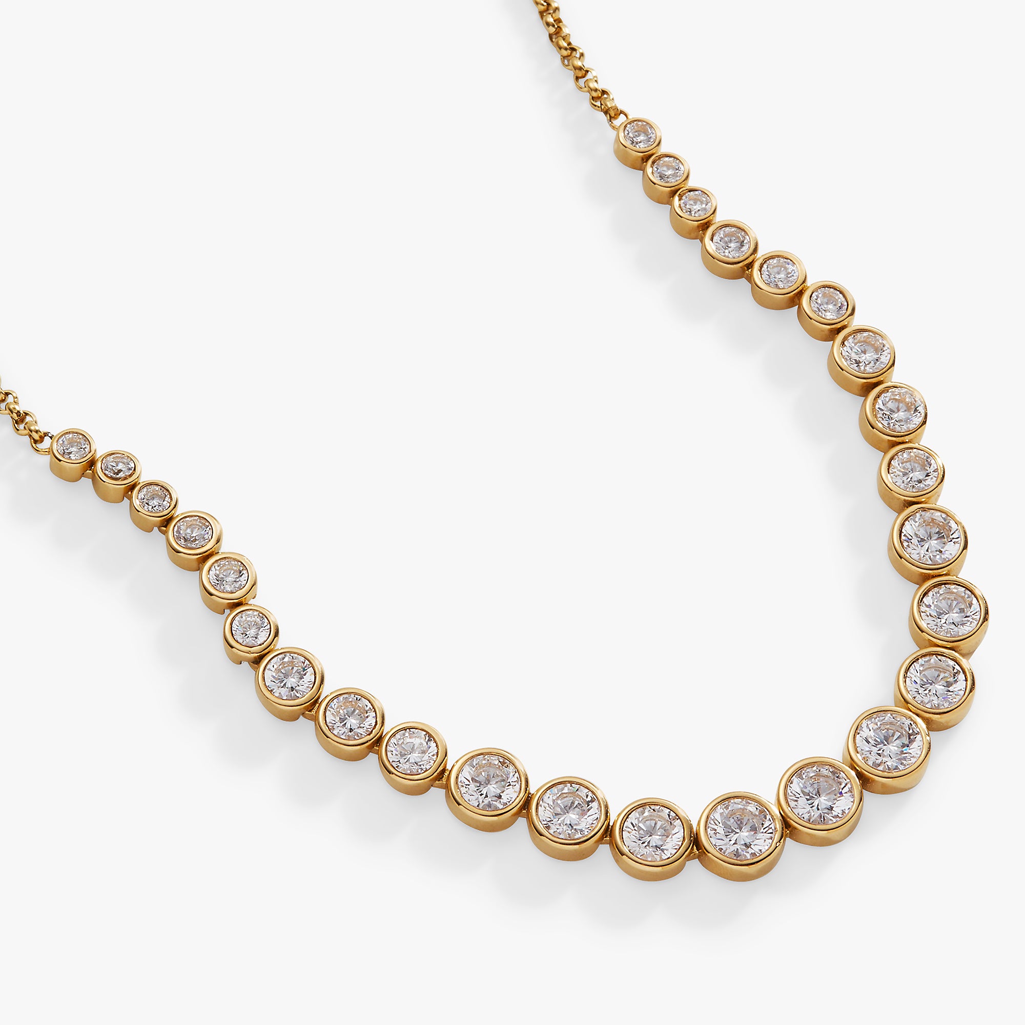 Elegant Crystal Tennis Necklace for Women - Sparkling Diamond-Cut Glass Beads, 18K Gold Plated Chain - Perfect for Weddings, Parties & Special Occasions