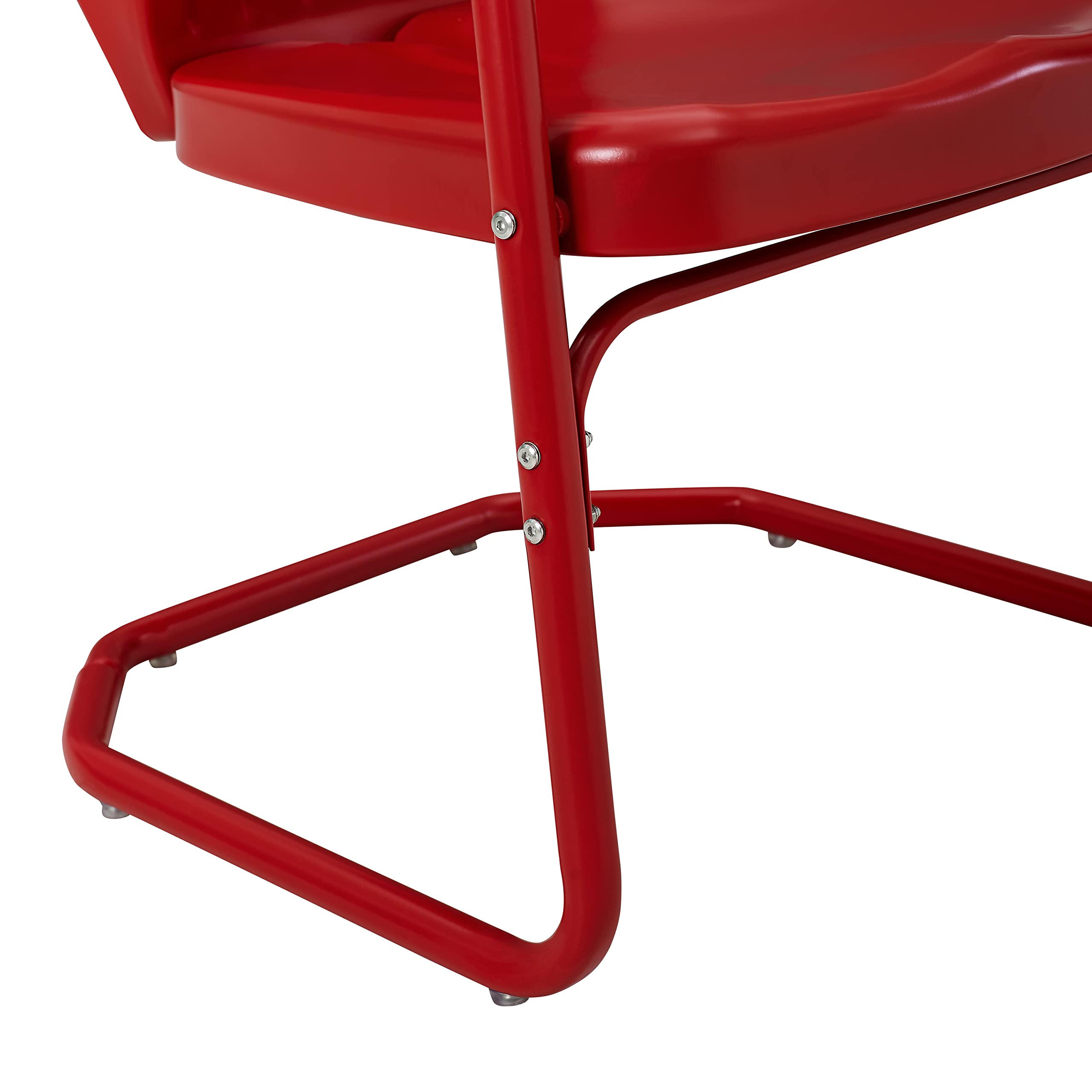 Crosley Furniture Ridgeland 3-Piece Outdoor Bistro Set - Retro Metal Patio Table and Chairs for Dining, Porch, Garden or Balcony - Bright Red Gloss Finish - Perfect for Small Spaces, Morning Coffee or Outdoor Entertaining