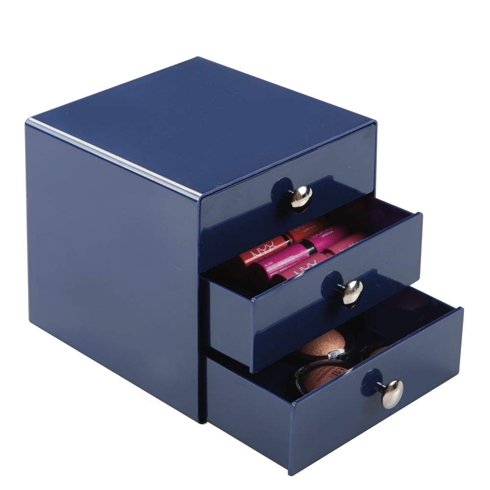 iDesign Plastic 3-Drawer Jewelry Box - Compact Storage Organizer for Jewelry, Cosmetics, Dental Supplies & Hair Care - 6.5