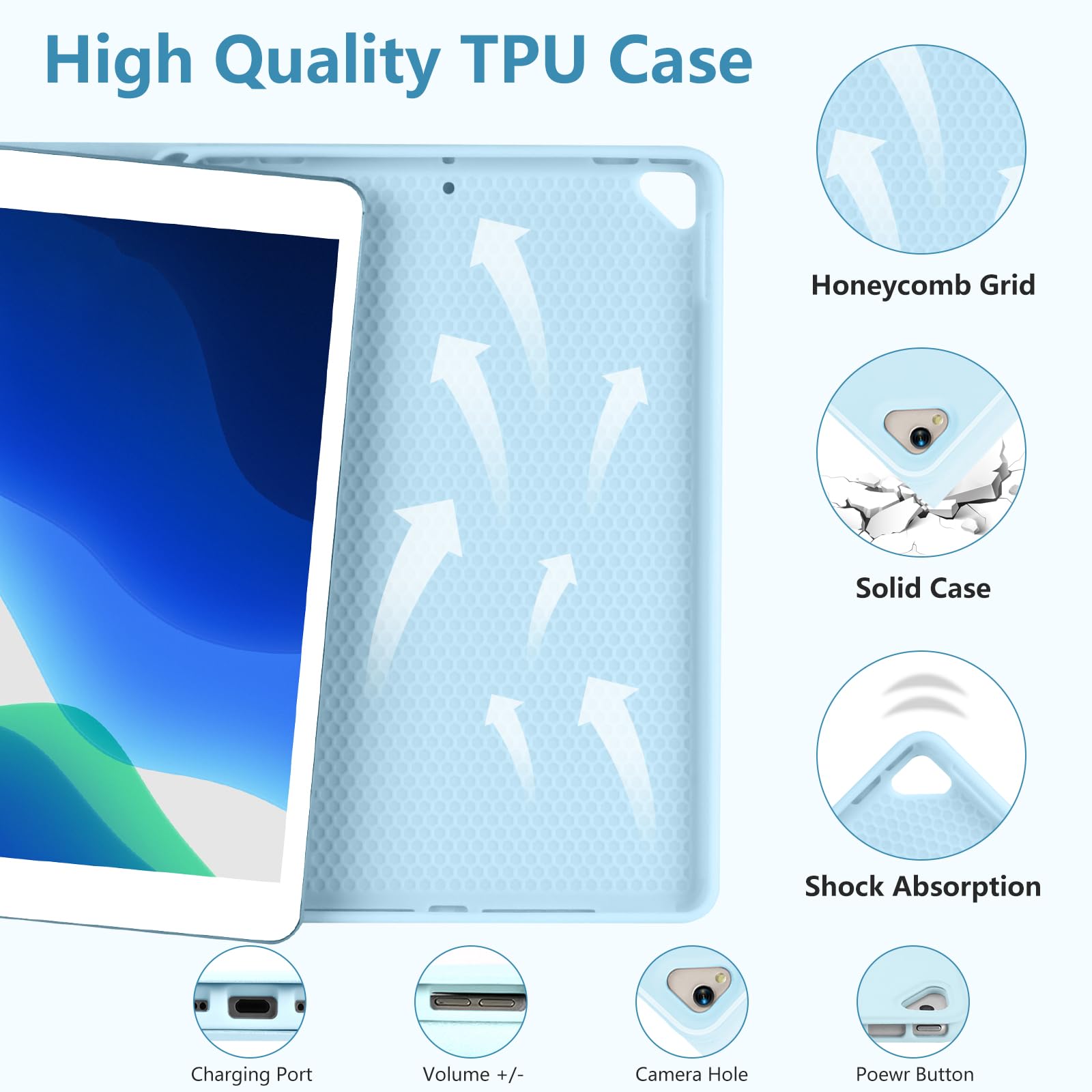 MORECOO iPad 9th Generation Case with Backlit Wireless Keyboard - 7 Color LED, Pencil Holder, Compatible with 10.2