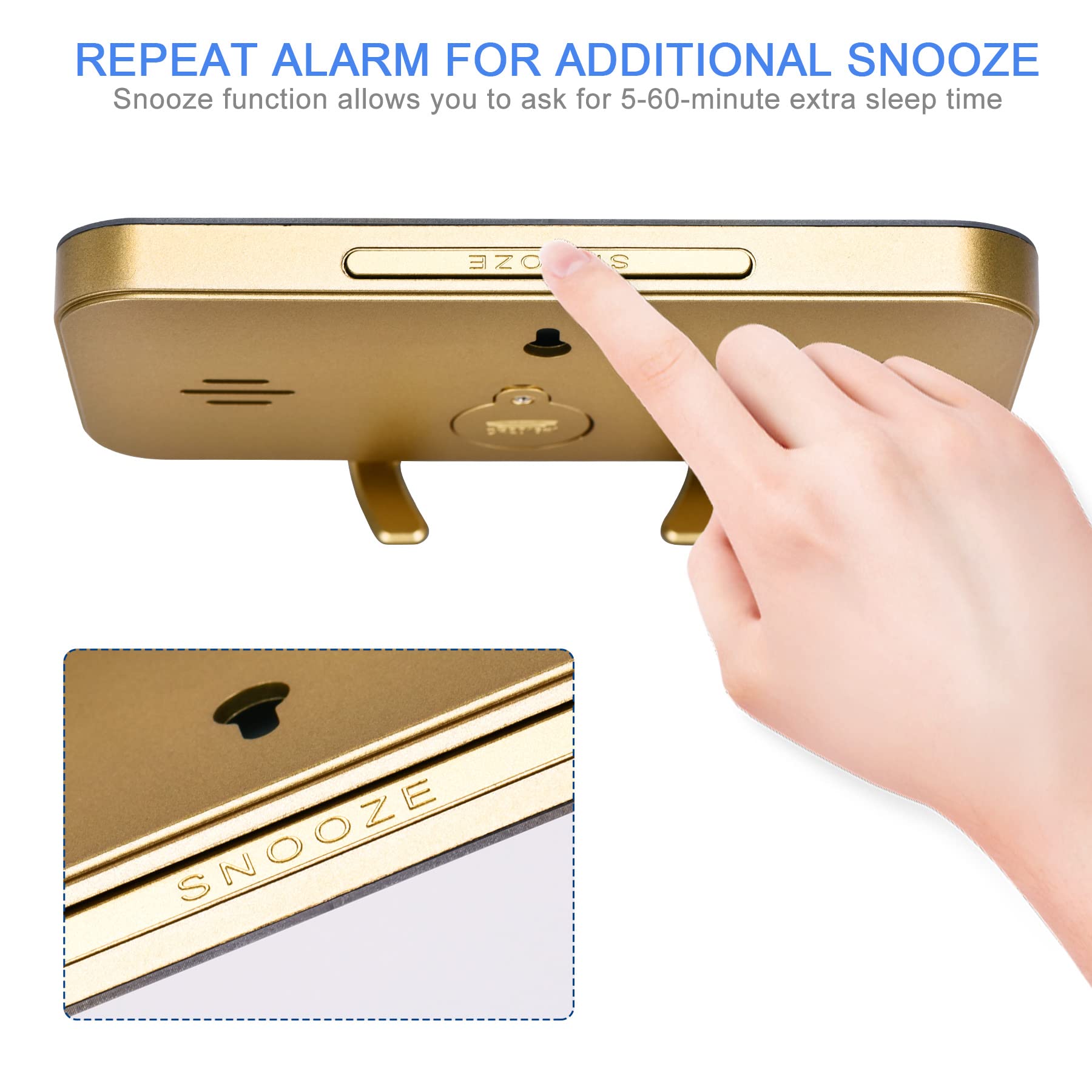 Ygdigital 6.5 Inch LED Digital Alarm Clock with Mirror Display - 2 USB Charging Ports, 3 Brightness Levels, Snooze Function, 12/24H Format - Perfect for Bedroom, Home Office, Nightstand (Gold)