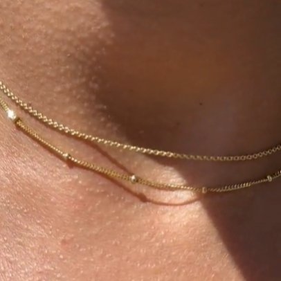 14K Solid Yellow Gold Beaded & Cuban Double Layer Chain Necklace - Elegant Layered Necklace for Women, Perfect for Parties, Weddings & Everyday Wear