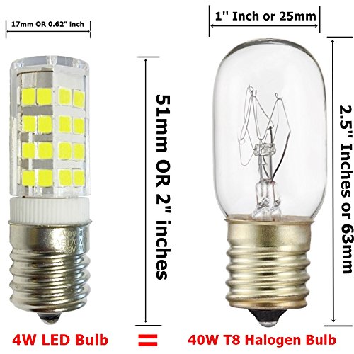 3-Pack E17 LED Bulb for Microwave Oven - 40W Equivalent Cool White 6000K Light Bulbs - Perfect for Microwave Interior Lighting & Under-Cabinet Stove Lighting - Energy Saving Replacement Bulbs for Kitchen Appliances