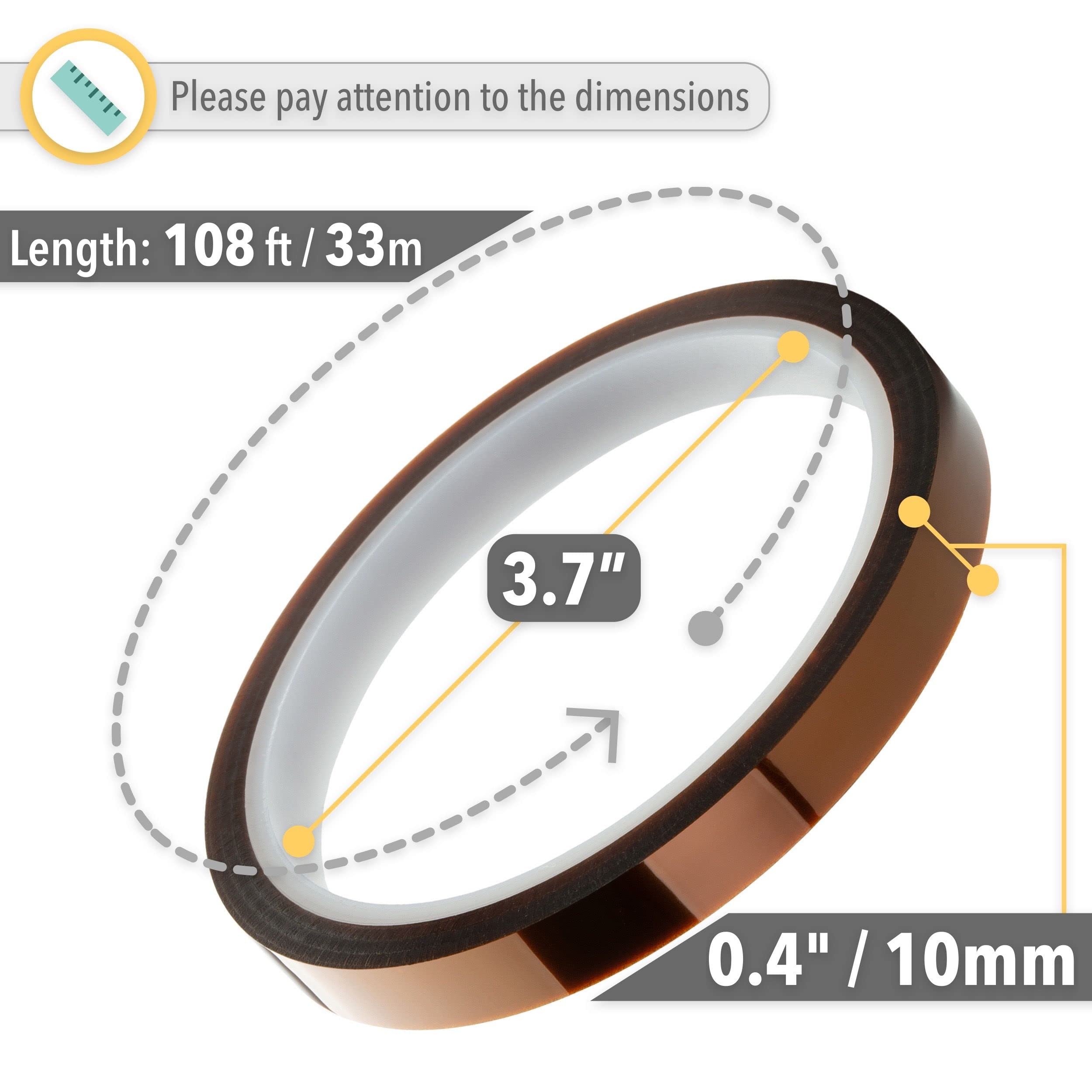 Mr. Pen Heat Tape - 10mm x 33m (108ft), 2 Rolls - High Temperature Resistant Thermal Transfer Tape for Sublimation & Heat Press - Perfect for T-Shirt Printing, DIY Crafts & Sublimation Projects