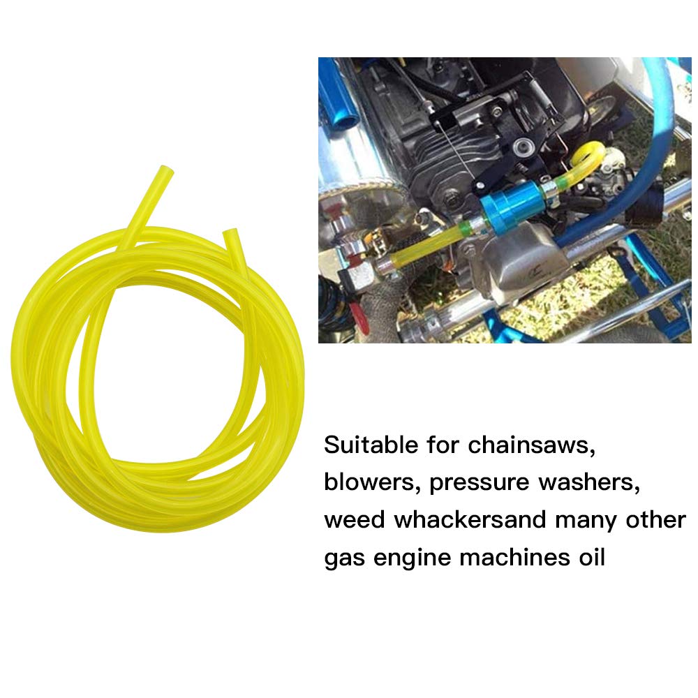 PVC Fuel Hose 5.5mm×2.5mm×1.5M with 4 Snap-In Primer Bulbs - Compatible with Lawn Mowers, Blowers, Stihl, Weed Eater, McCulloch & Ryobi - Durable Replacement Part for Small Engine Maintenance & Repair