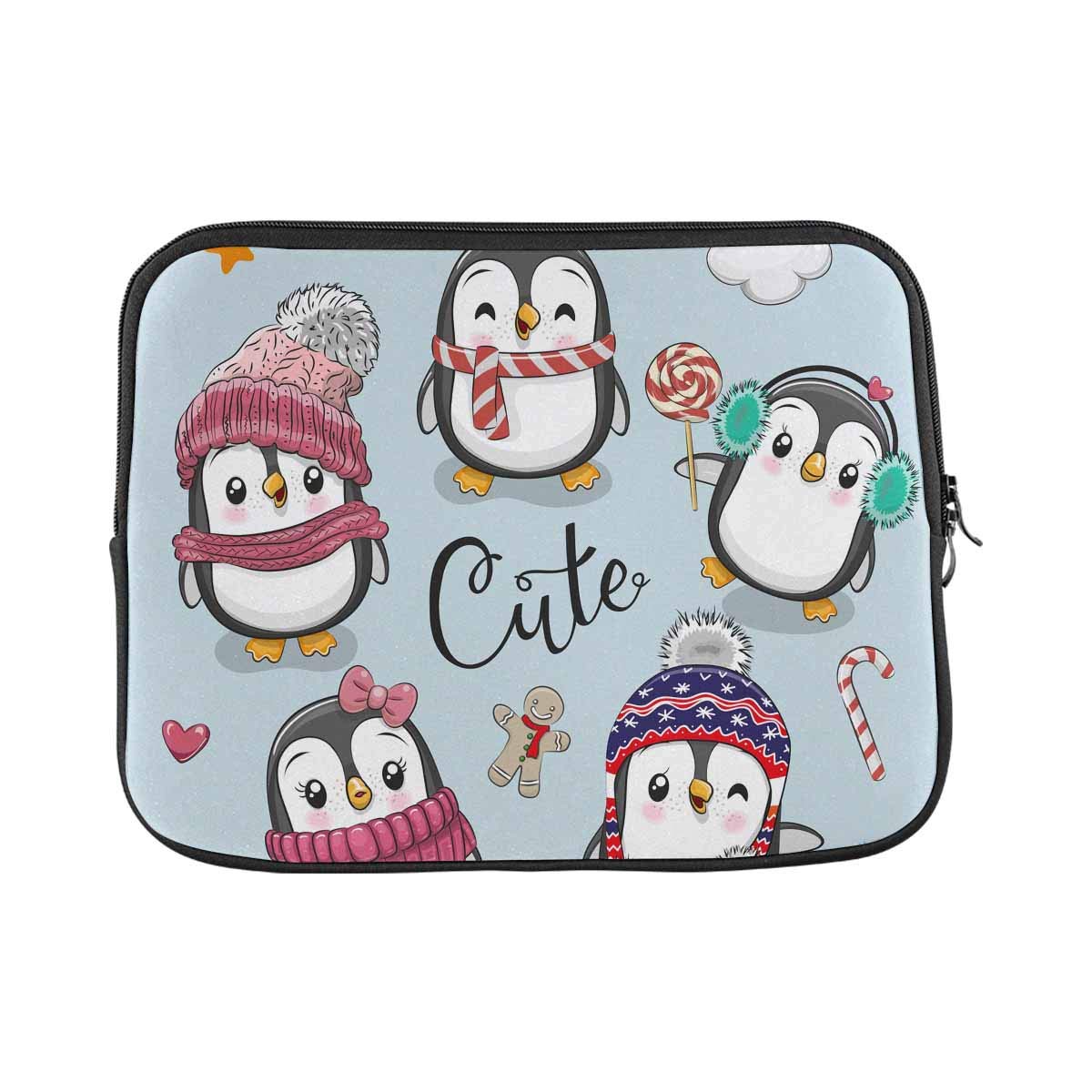 INTERESTPRINT 11-11.6 Inch Laptop Sleeve Bag - Cute Christmas Penguins Design Protective Notebook Computer Case Cover for MacBook Air/Pro, Chromebook | Perfect for Work, School & Travel