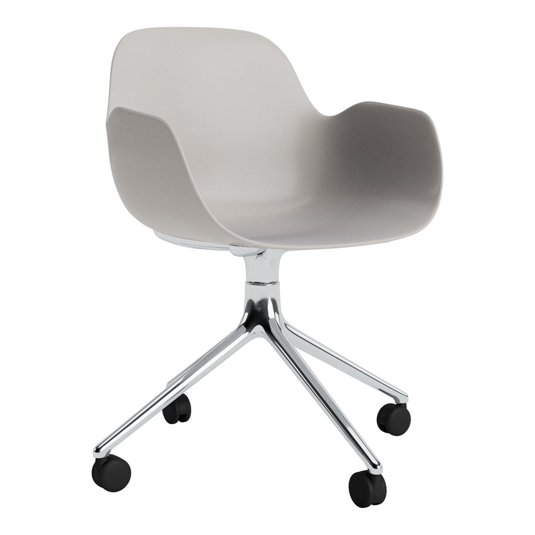 Modern Form Armchair with 4-Wheel Swivel Base - Ergonomic Office Chair for Home & Workspace - Perfect for Desks, Reading Nooks, and Living Rooms