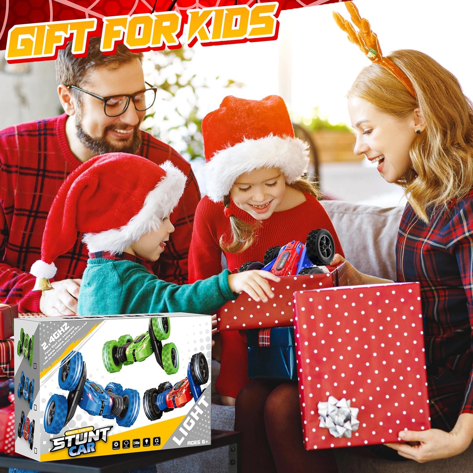 360° Flipping Remote Control Stunt Car with LED Lights - 4WD RC Toy for Kids Ages 8-12 | Perfect Birthday Gift for Boys & Girls | Indoor & Outdoor Play, Backyard Racing, Nighttime Fun