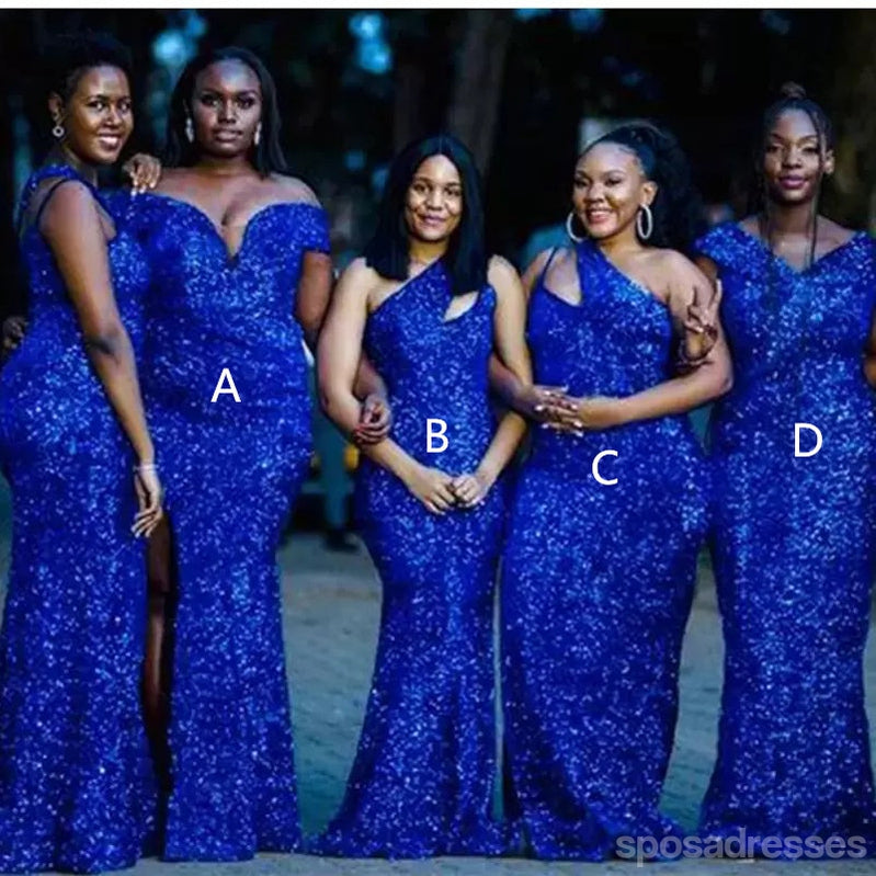 Affordable Long Mermaid Bridesmaid Dresses in Mismatched Blue - WG1650 | Perfect for Beach Weddings, Formal Events & Special Occasions