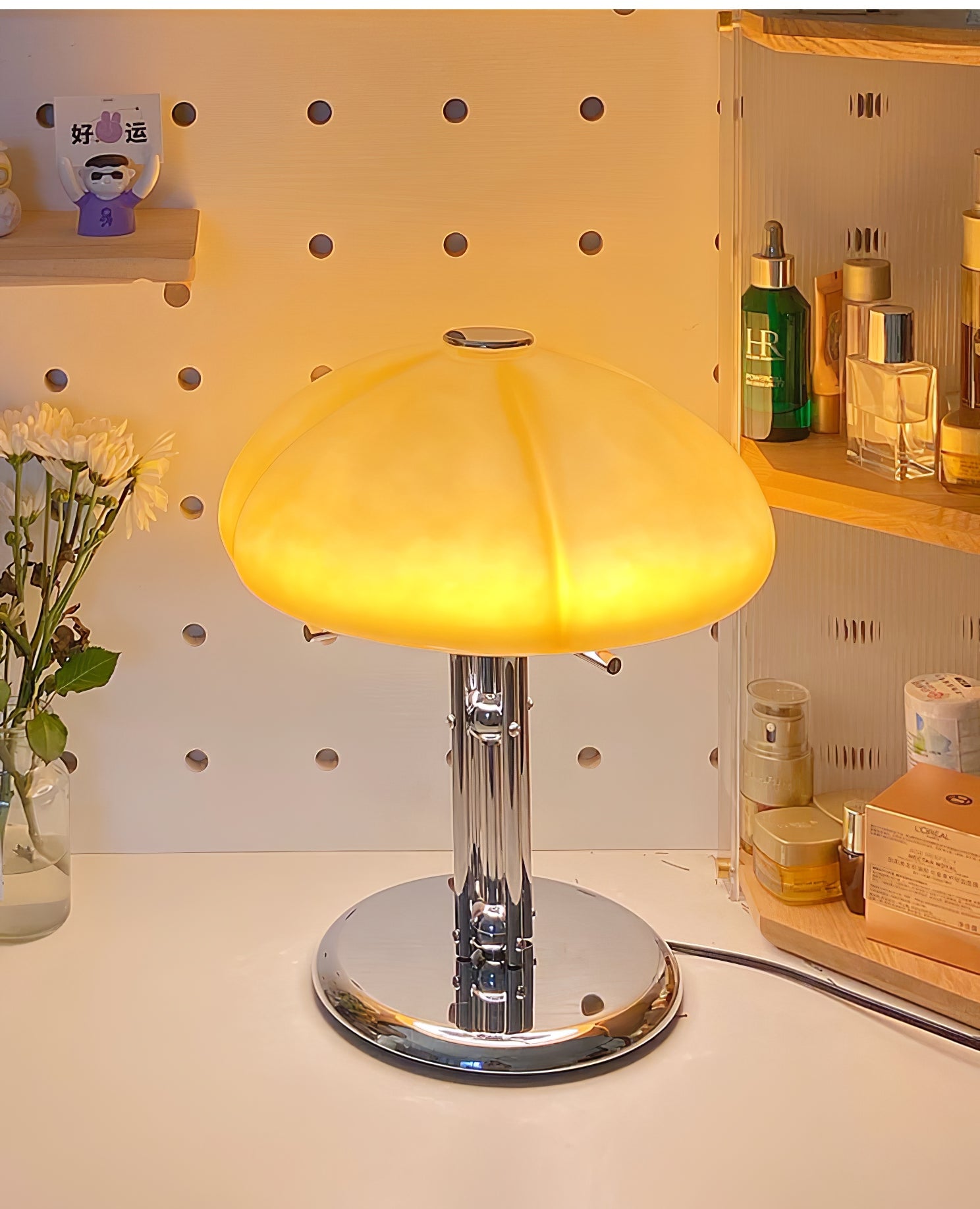 Modern Mushroom Bauhaus Table Lamp - Minimalist Design for Bedroom, Living Room & Office - Warm White LED Light for Cozy Ambience