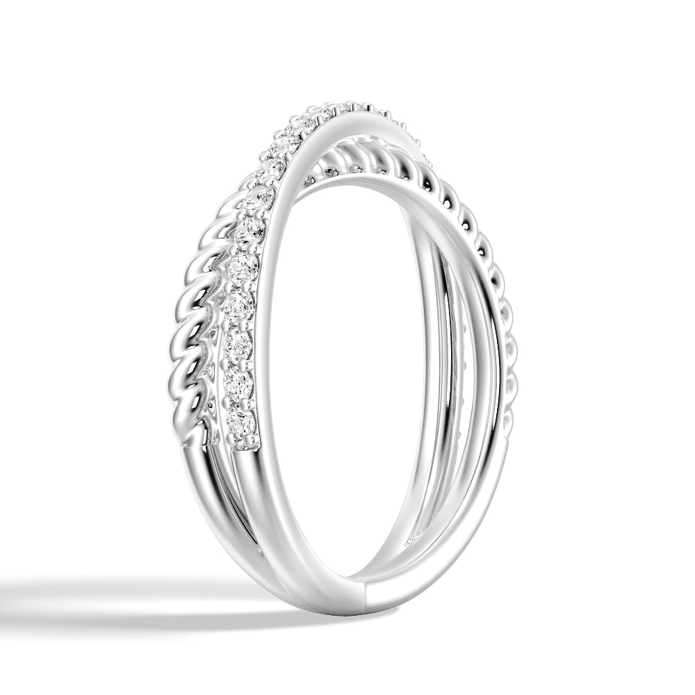 Modern Edge Twisted Rope Crisscross Diamond Ring for Women - Elegant Stackable Wedding Band, Anniversary Gift Jewelry | Perfect for Everyday Wear, Date Nights & Special Occasions