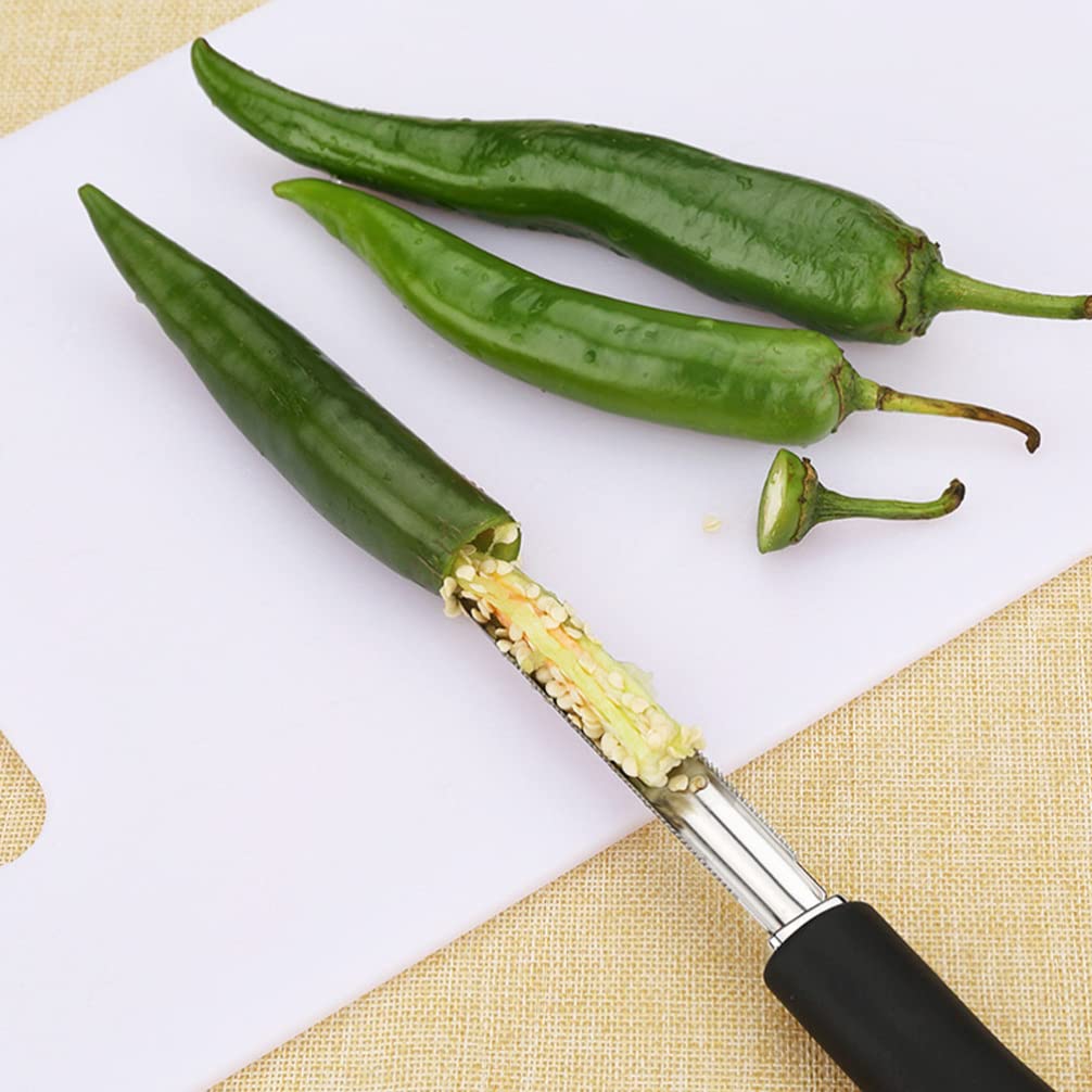 HEMOTON Stainless Steel Jalapeno Corer & Fruit Pit Remover - Professional Grill Tools for Peppers, Watermelon Slicer & Core Removing Kitchen Gadget - Perfect for BBQ, Picnics & Home Cooking