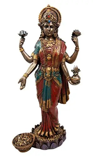Pacific Giftware 10068 Lakshmi Statue - 12 Inch Hindu Goddess of Wealth & Prosperity Home Decor for Meditation Room, Office Desk or Spiritual Altar